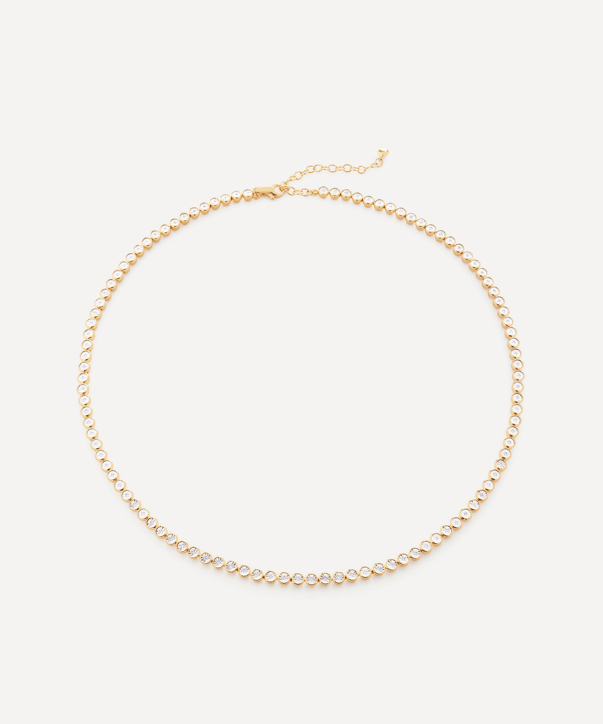 Monica Vinader - 18ct Gold Plated Vermeil Sterling Silver Diamond Essential Tennis Necklace image number 0