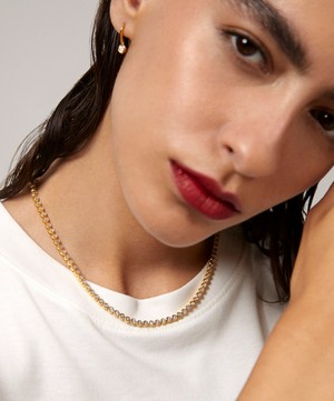 Monica Vinader - 18ct Gold Plated Vermeil Sterling Silver Diamond Essential Tennis Necklace image number 1