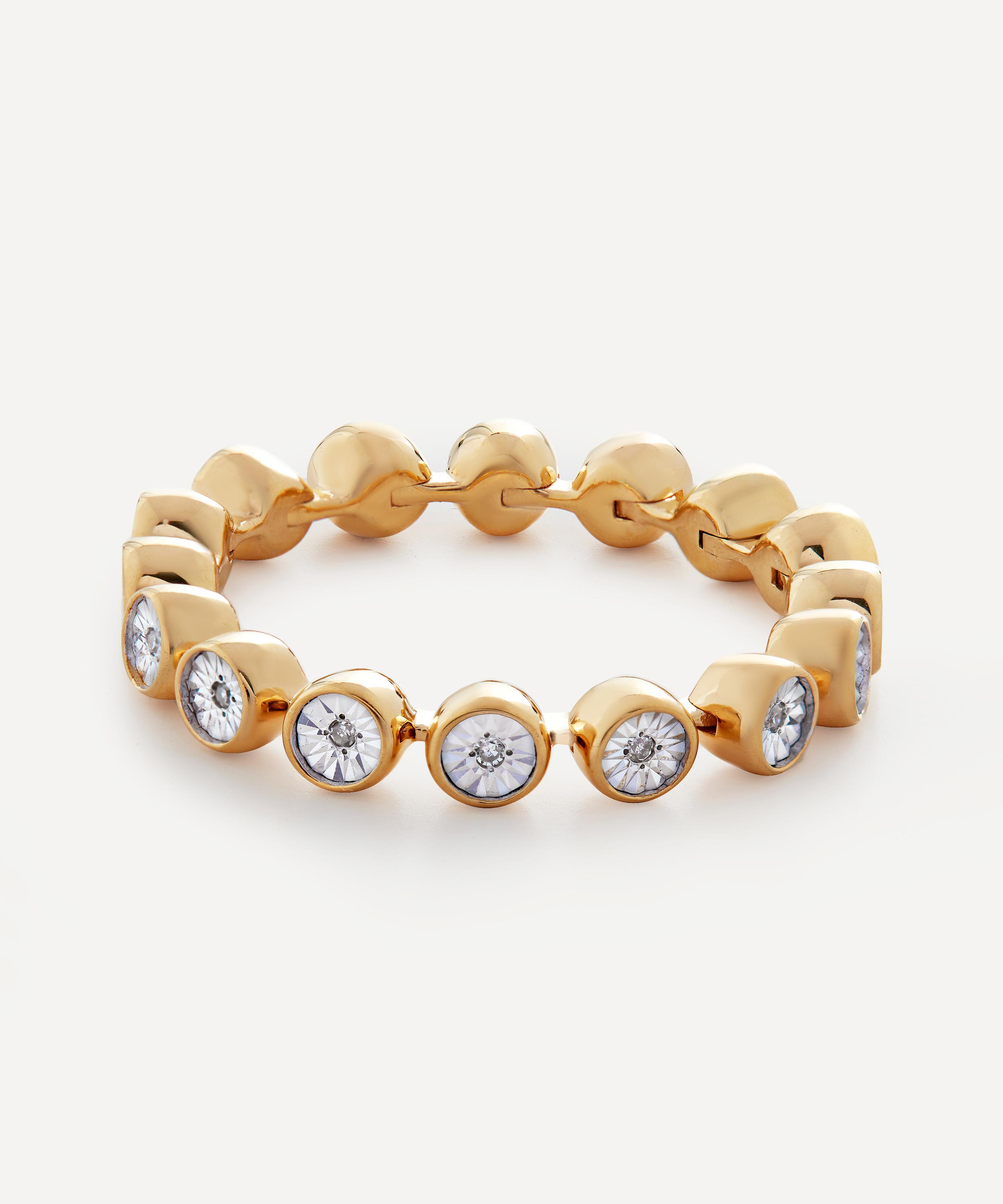 Monica Vinader - 18ct Gold Plated Vermeil Sterling Silver Diamond Essential Tennis Ring image number 0