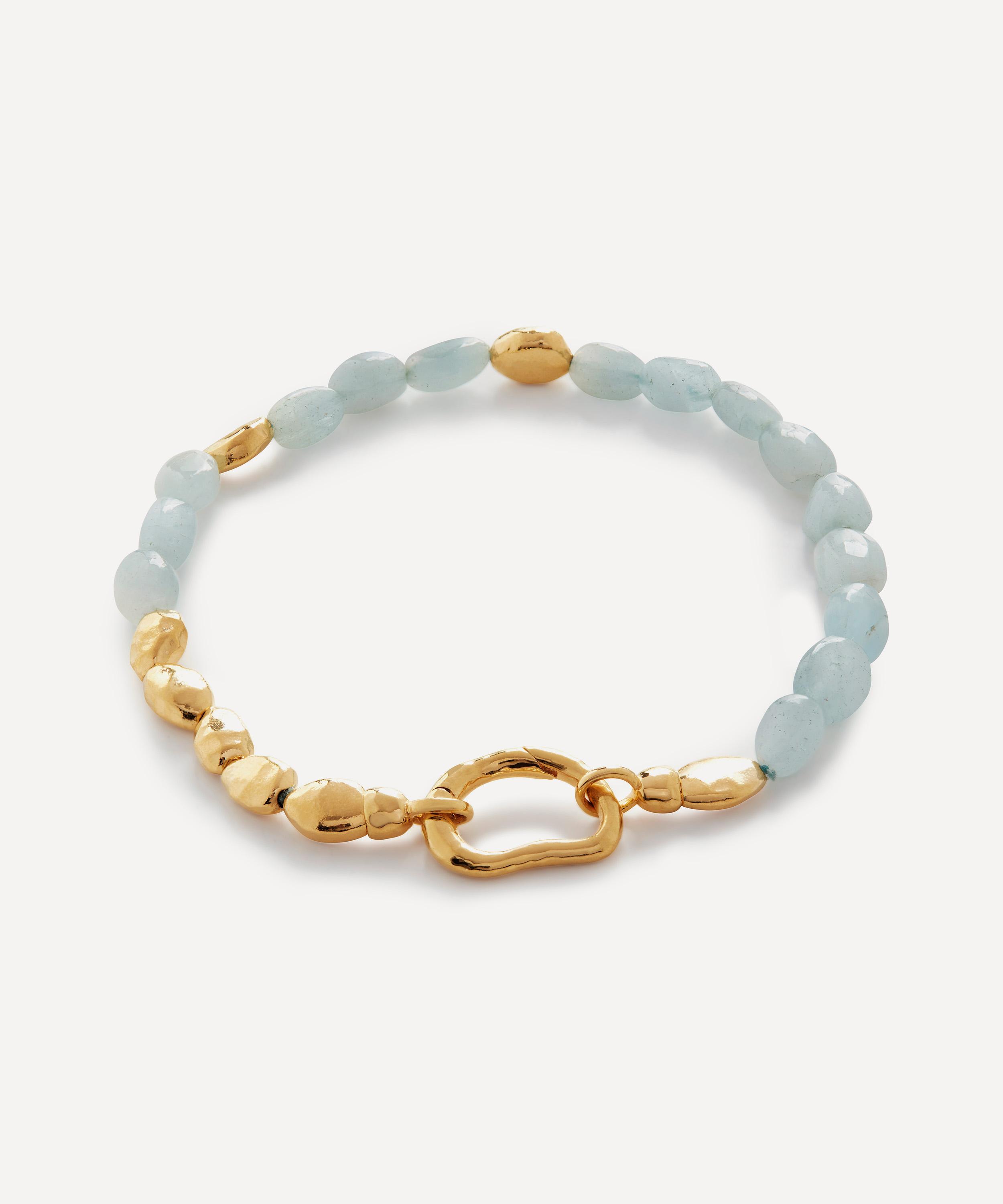 Monica Vinader - 18ct Gold Plated Vermeil Sterling Silver Rio Aquamarine Beaded Bracelet image number 0