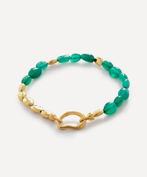 Monica Vinader - 18ct Gold Plated Vermeil Sterling Silver Rio Green Onyx Beaded Bracelet image number null