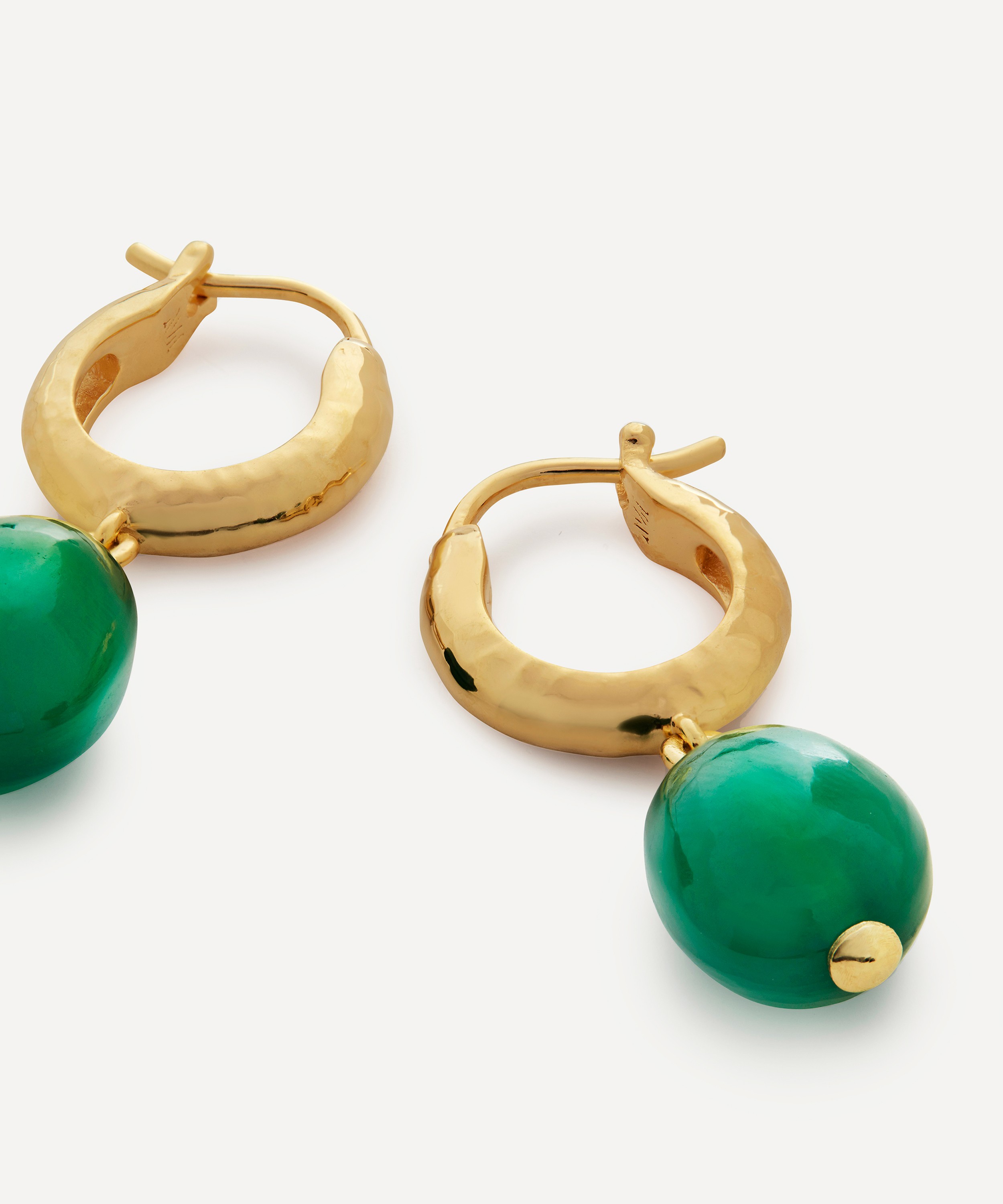 Monica Vinader - 18ct Gold Plated Vermeil Sterling Silver Rio Green Onyx Huggie Hoop Earrings image number 3