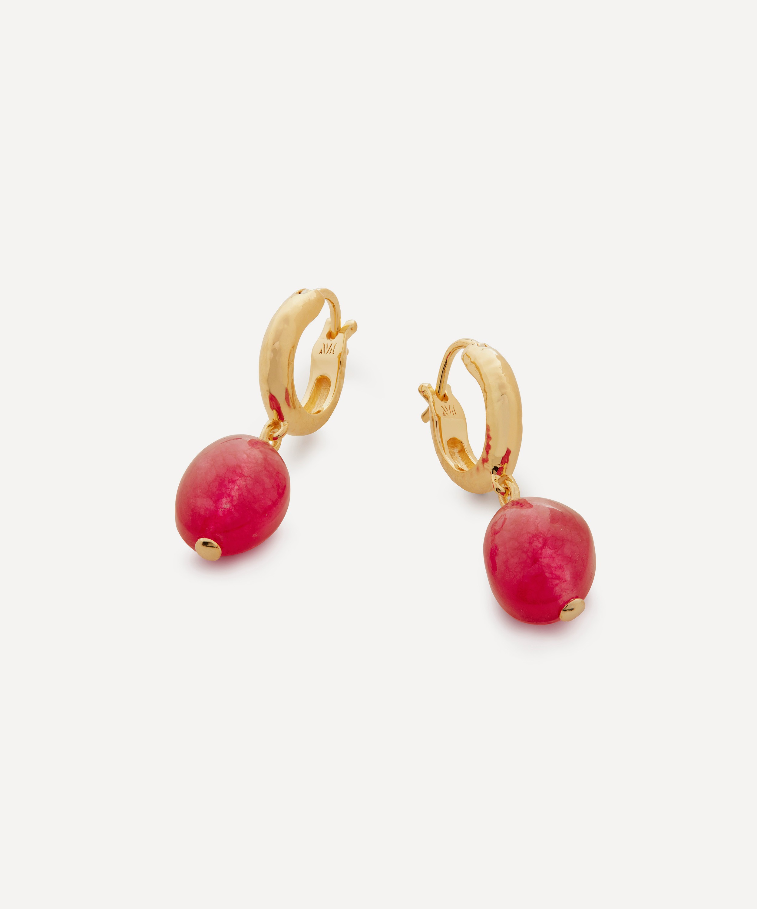 Monica Vinader - 18ct Gold Plated Vermeil Sterling Silver Rio Pink Quartz Huggie Hoop Earrings image number 0