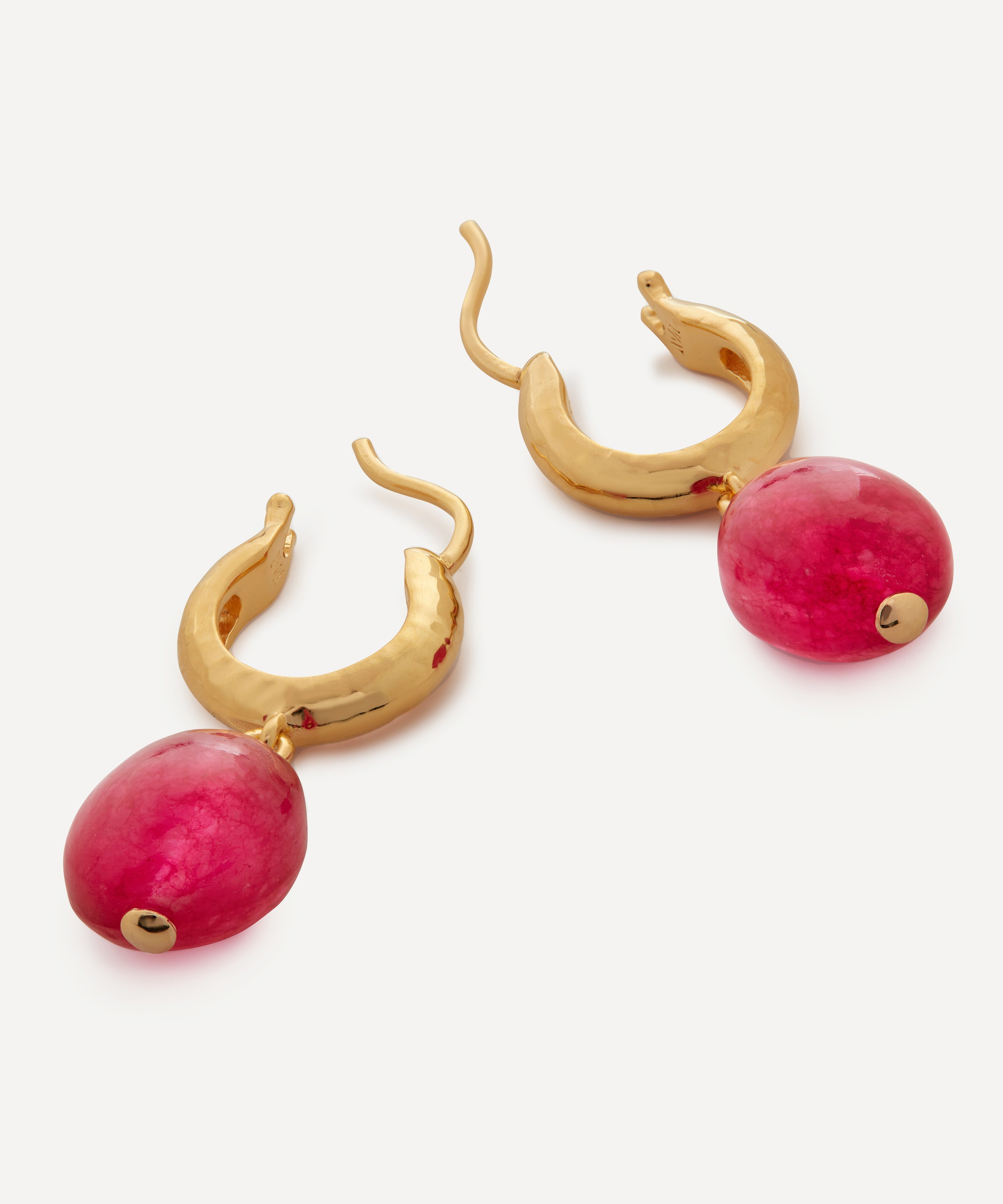 Monica Vinader - 18ct Gold Plated Vermeil Sterling Silver Rio Pink Quartz Huggie Hoop Earrings image number 2