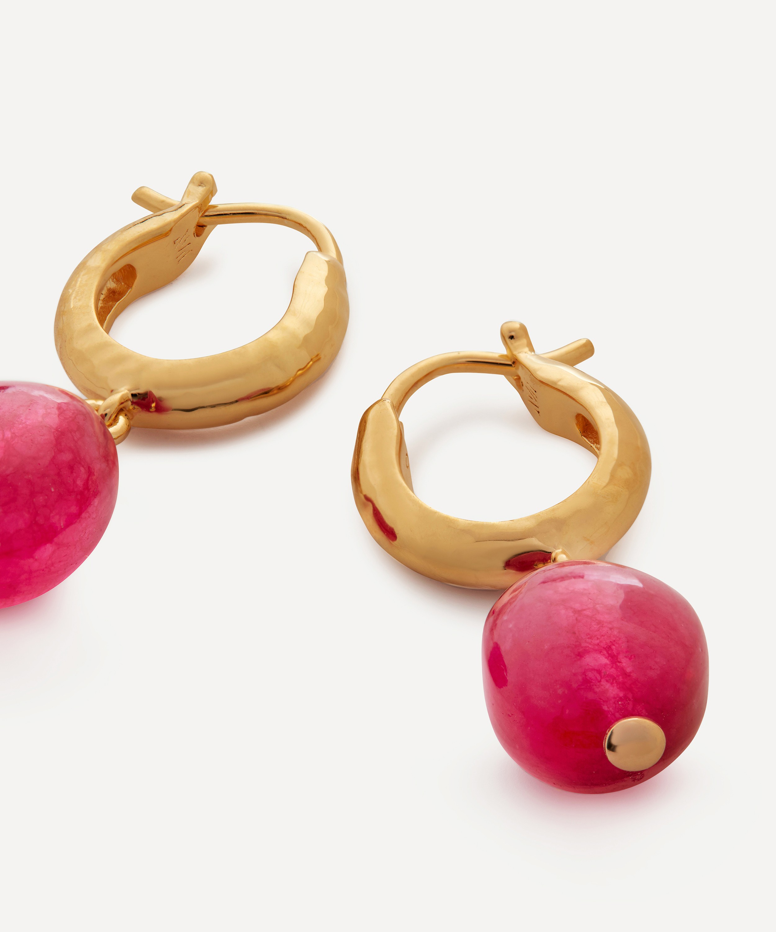 Monica Vinader - 18ct Gold Plated Vermeil Sterling Silver Rio Pink Quartz Huggie Hoop Earrings image number 3