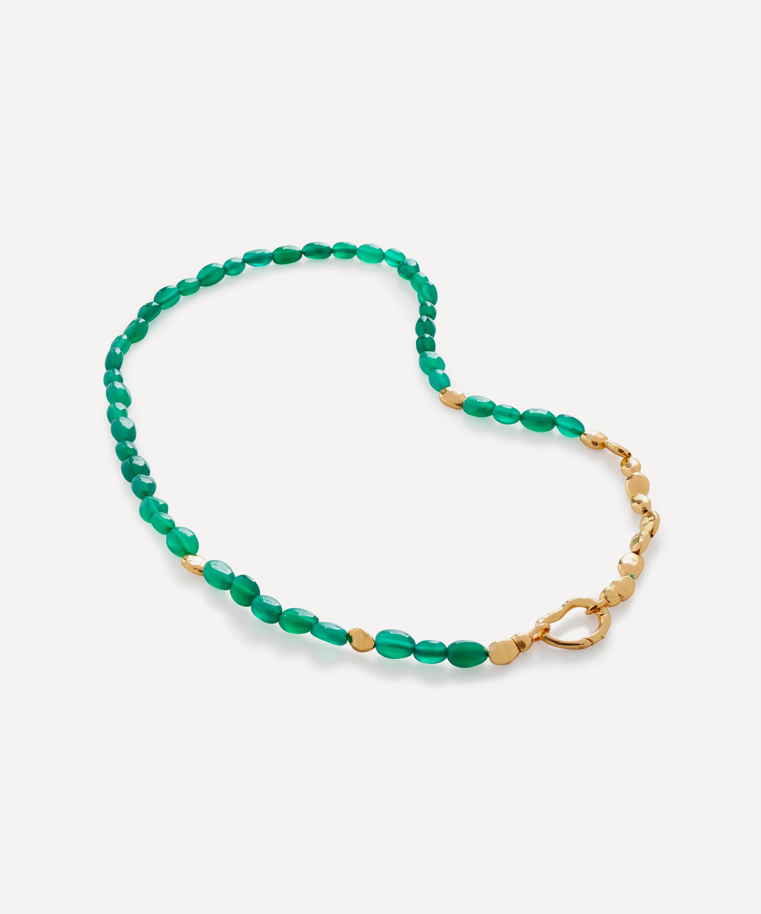 Monica Vinader - 18ct Gold Plated Vermeil Sterling Silver Rio Green Onyx Beaded Necklace image number 0