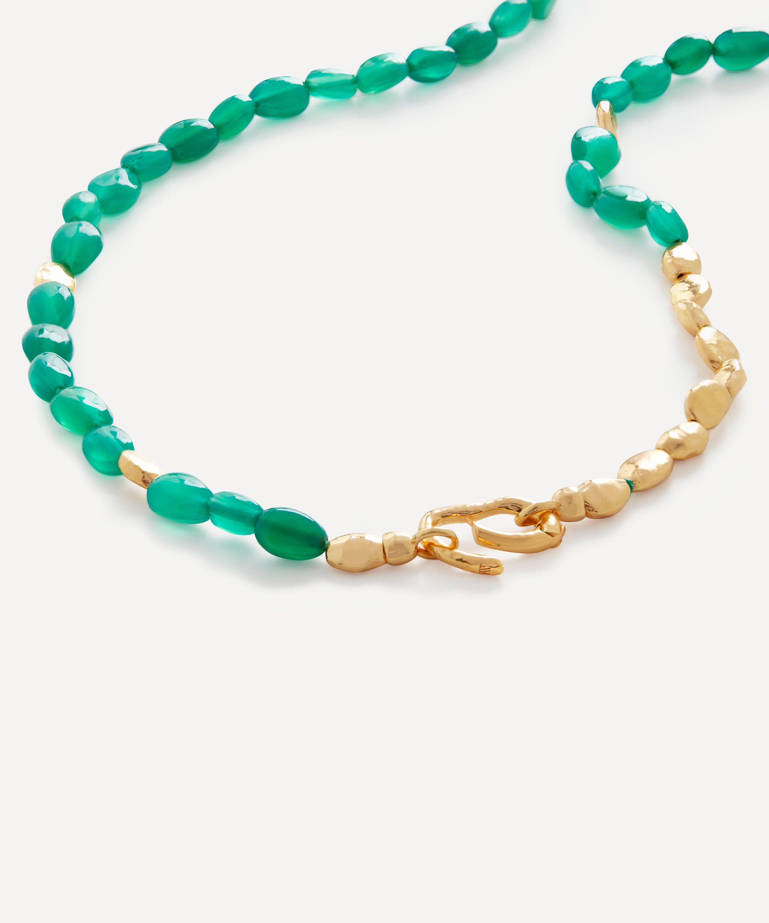 Monica Vinader - 18ct Gold Plated Vermeil Sterling Silver Rio Green Onyx Beaded Necklace image number 3