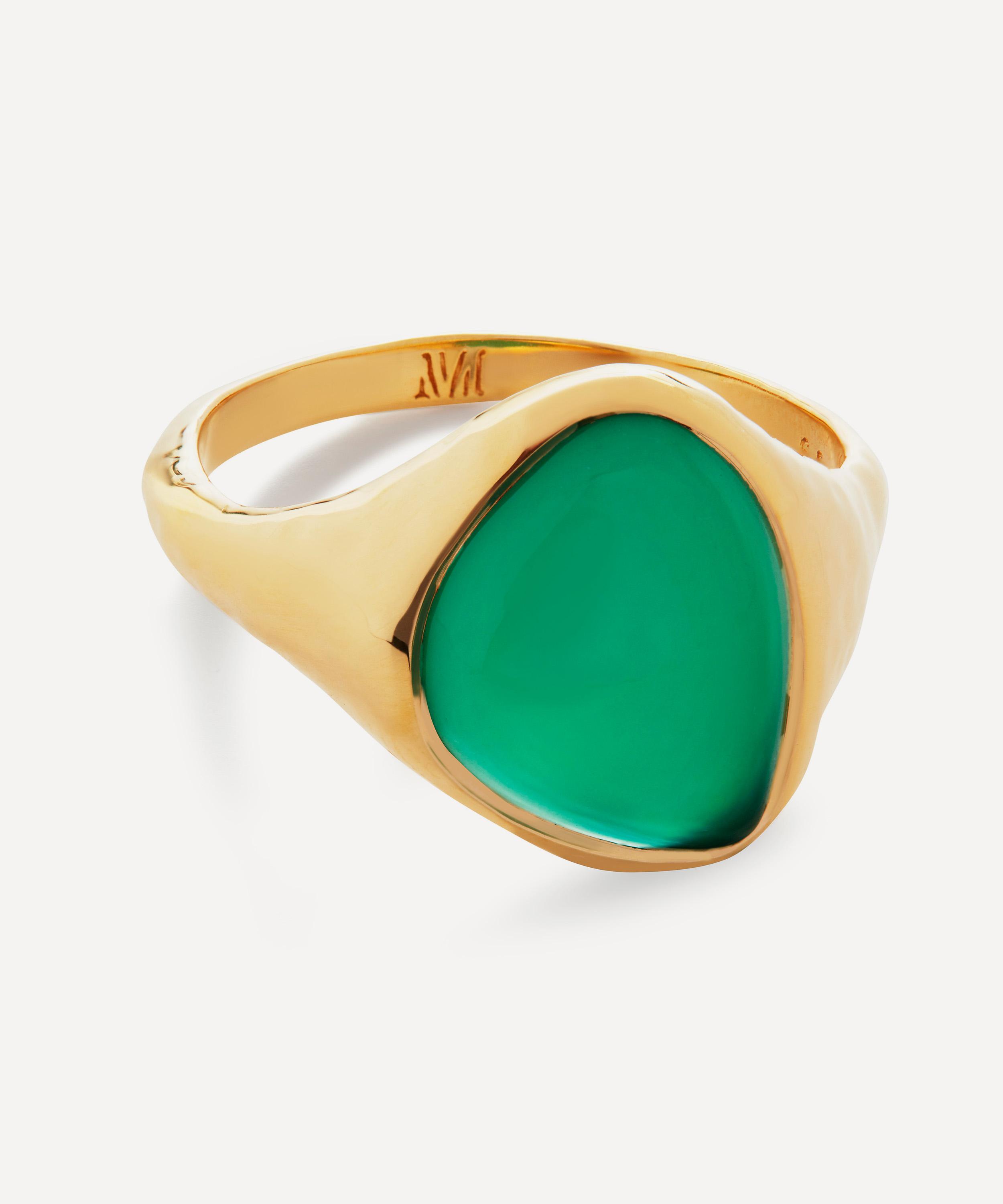 Monica Vinader - 18ct Gold Plated Vermeil Sterling Silver Rio Green Onyx Ring