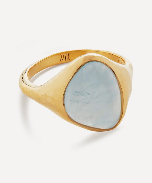 Monica Vinader - 18ct Gold Plated Vermeil Sterling Silver Rio Aquamarine Ring image number null