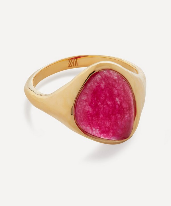 Monica Vinader - 18ct Gold Plated Vermeil Sterling Silver Rio Pink Quartz Ring image number null