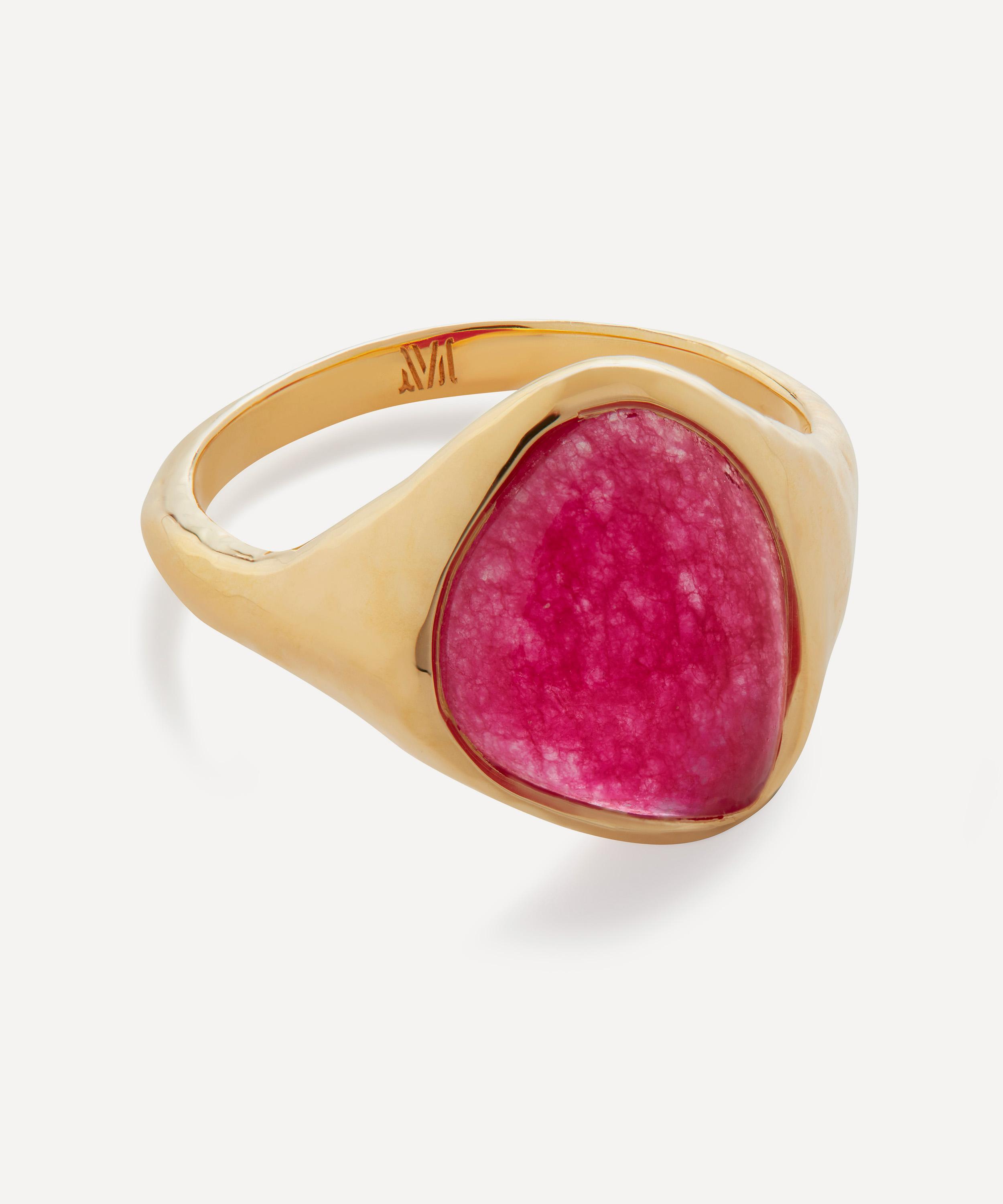 Monica Vinader - 18ct Gold Plated Vermeil Sterling Silver Rio Pink Quartz Ring image number 0