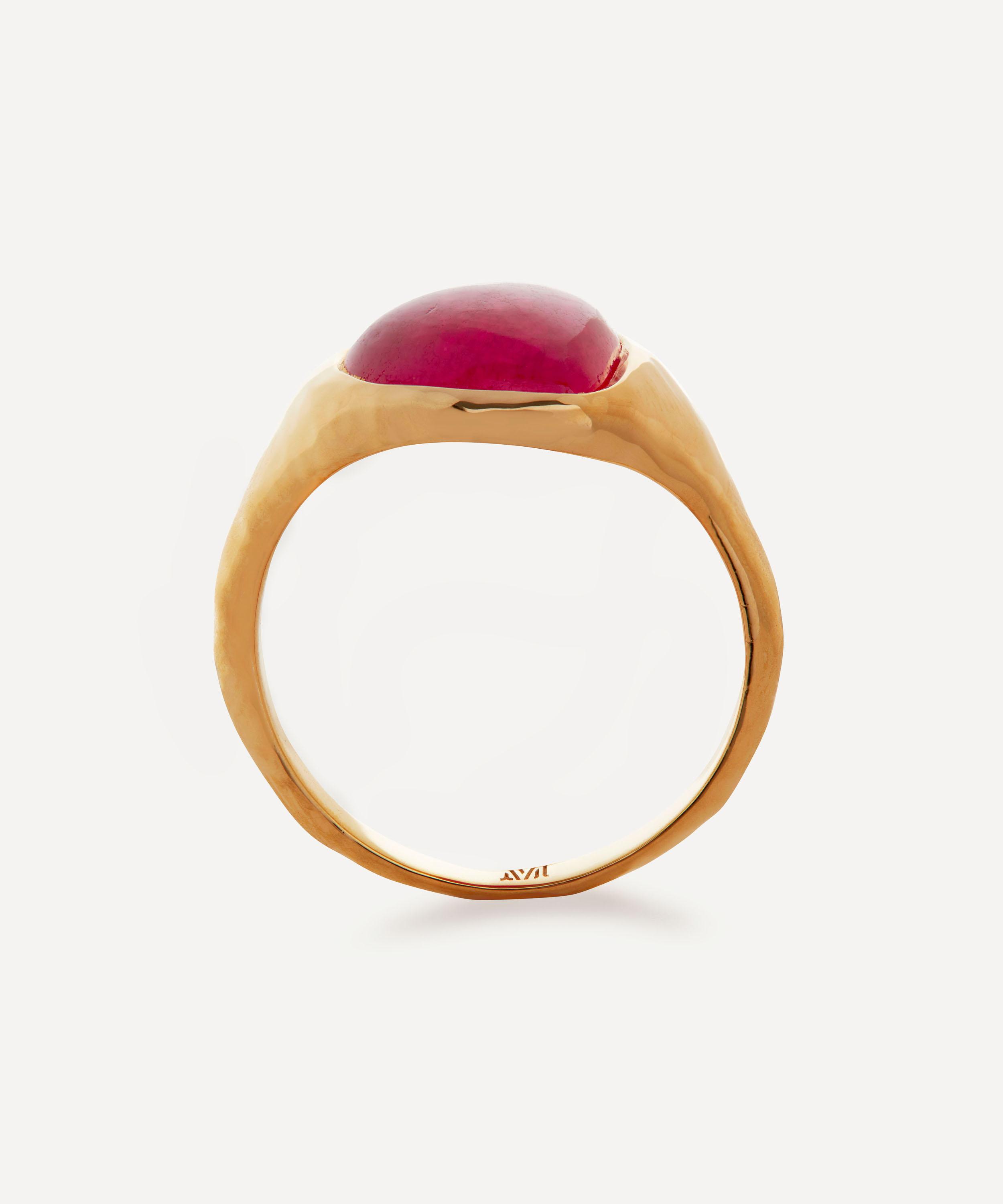 Monica Vinader - 18ct Gold Plated Vermeil Sterling Silver Rio Pink Quartz Ring image number 2