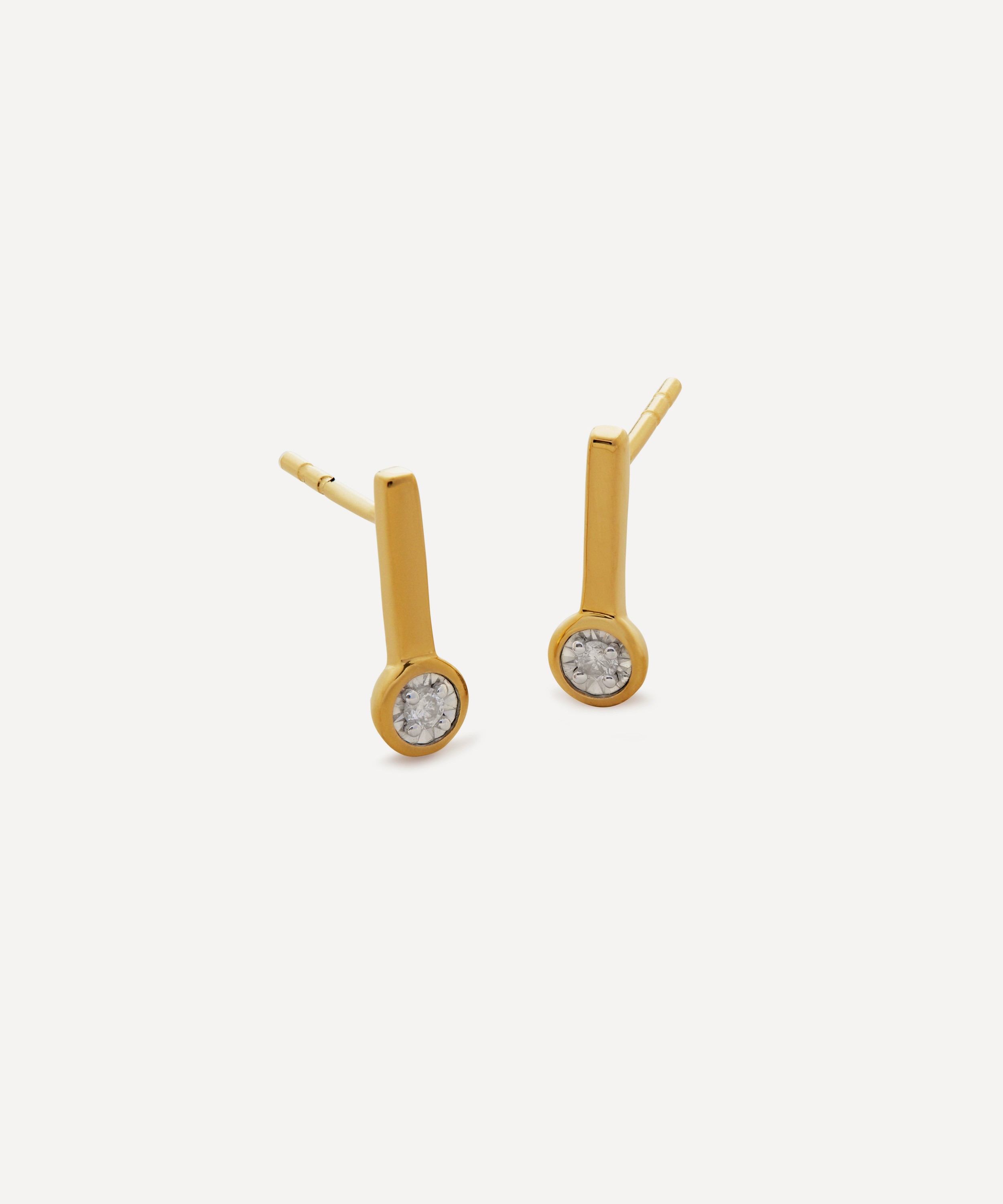 Monica Vinader - 18ct Gold Plated Vermeil Sterling Silver Diamond Essential Small Drop Stud Earrings image number 0