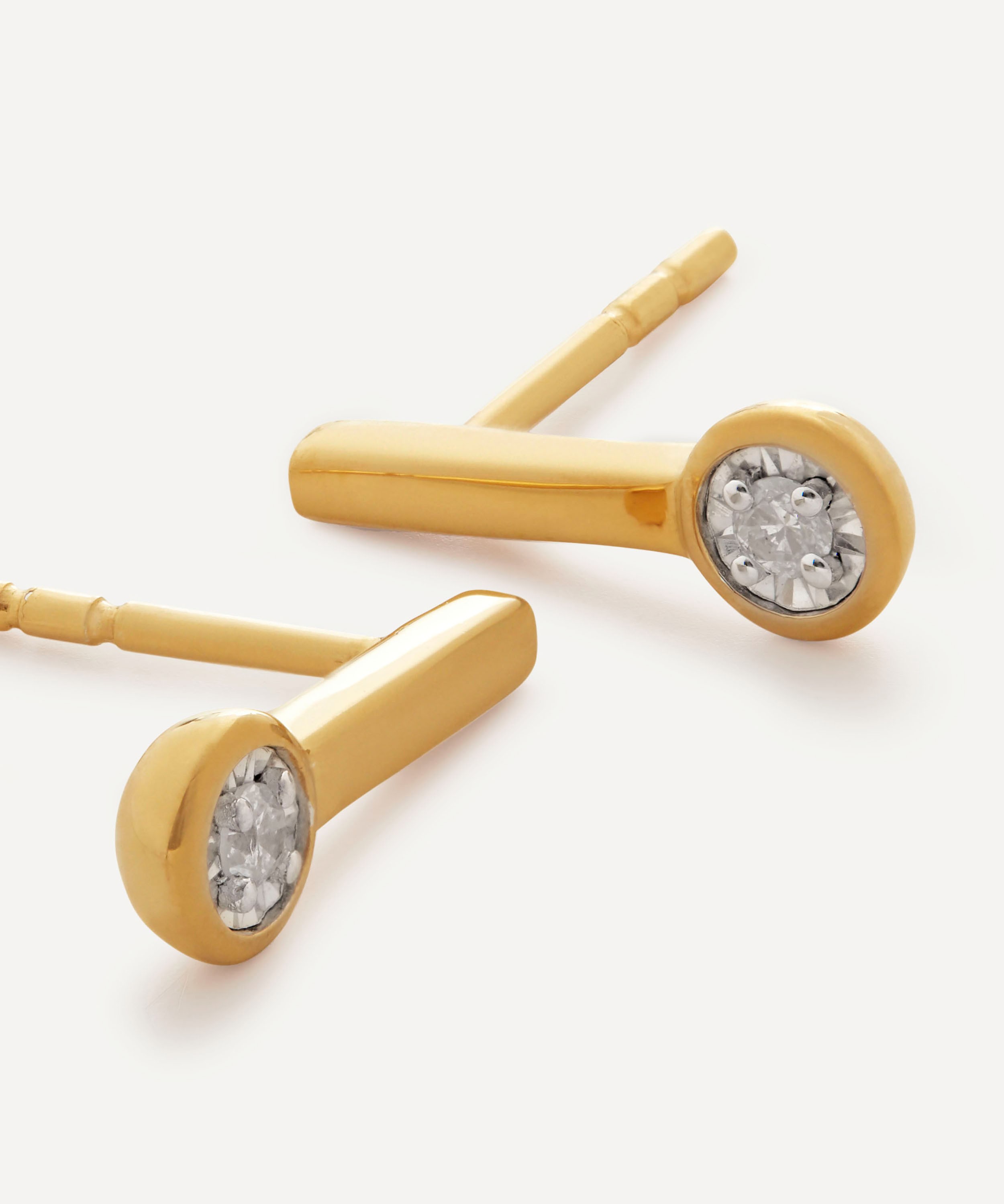 Monica Vinader - 18ct Gold Plated Vermeil Sterling Silver Diamond Essential Small Drop Stud Earrings image number 2