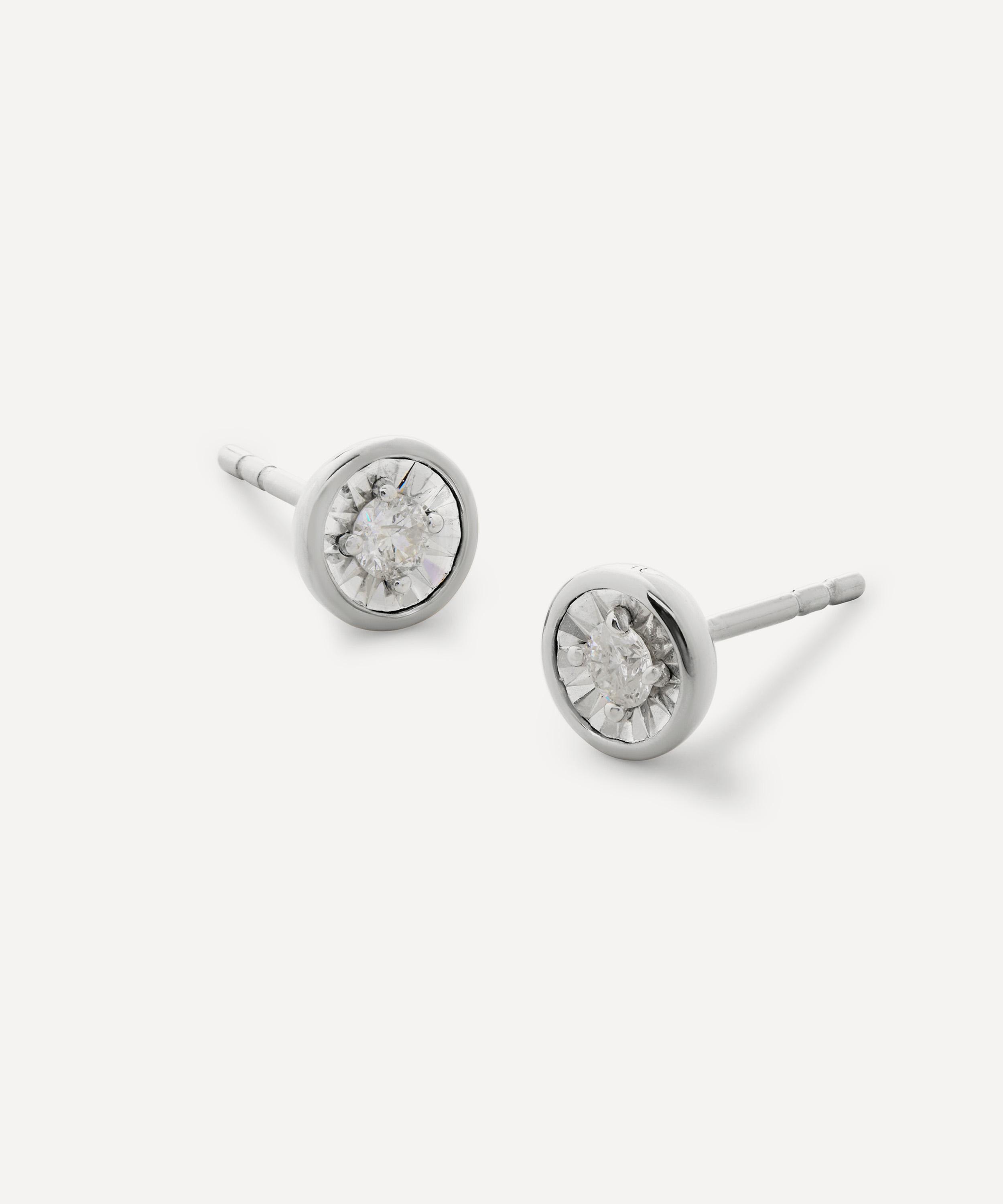 Monica Vinader - Sterling Silver Diamond Essential Small Stud Earrings image number 0