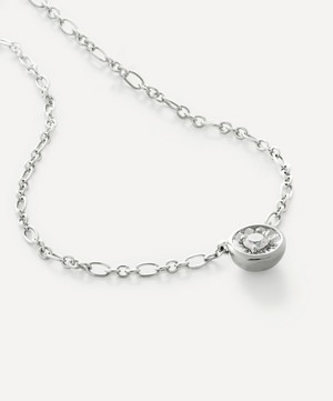 Monica Vinader - Sterling Silver Diamond Essential Large Pendant Necklace image number 1