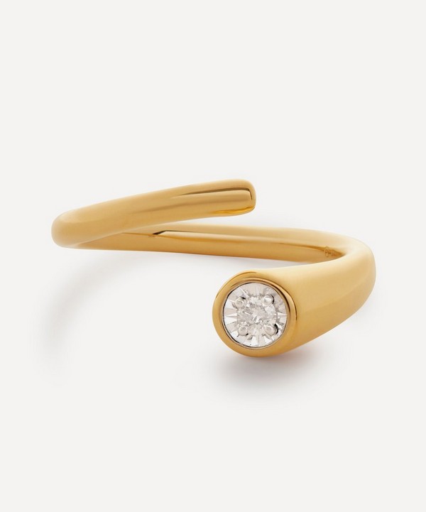 Monica Vinader - 18ct Gold Plated Vermeil Sterling Silver Diamond Essential Wrap Ring image number null