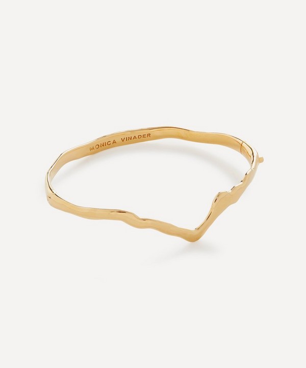 Monica Vinader - X Mother of Pearl 18ct Gold Plated Vermeil Sterling Silver Wishbone Bangle image number null
