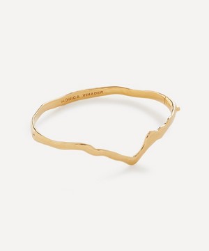 Monica Vinader - X Mother of Pearl 18ct Gold Plated Vermeil Sterling Silver Wishbone Bangle image number 0