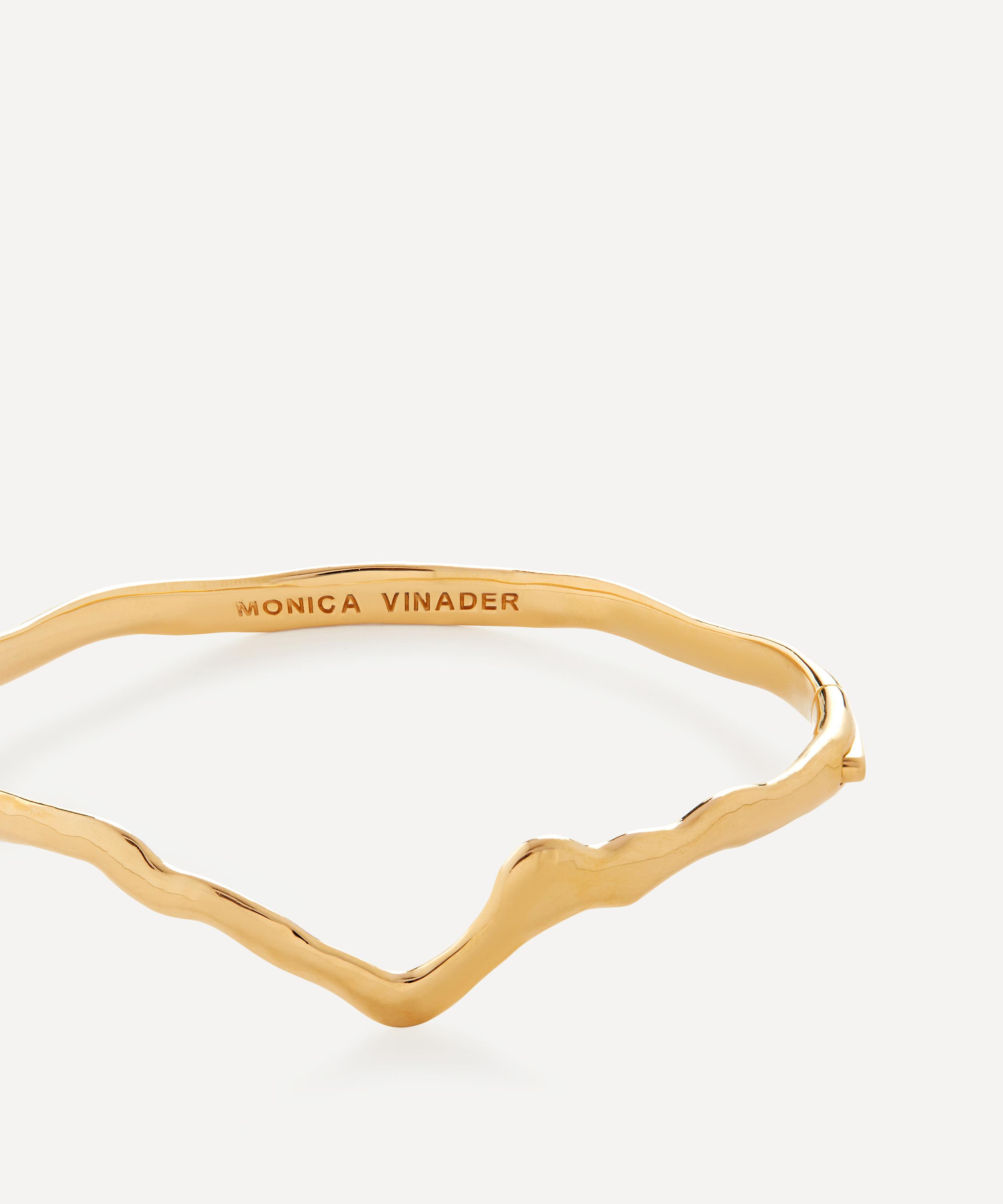 Monica Vinader - X Mother of Pearl 18ct Gold Plated Vermeil Sterling Silver Wishbone Bangle image number 1