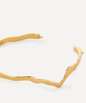 Monica Vinader - X Mother of Pearl 18ct Gold Plated Vermeil Sterling Silver Wishbone Bangle image number 2