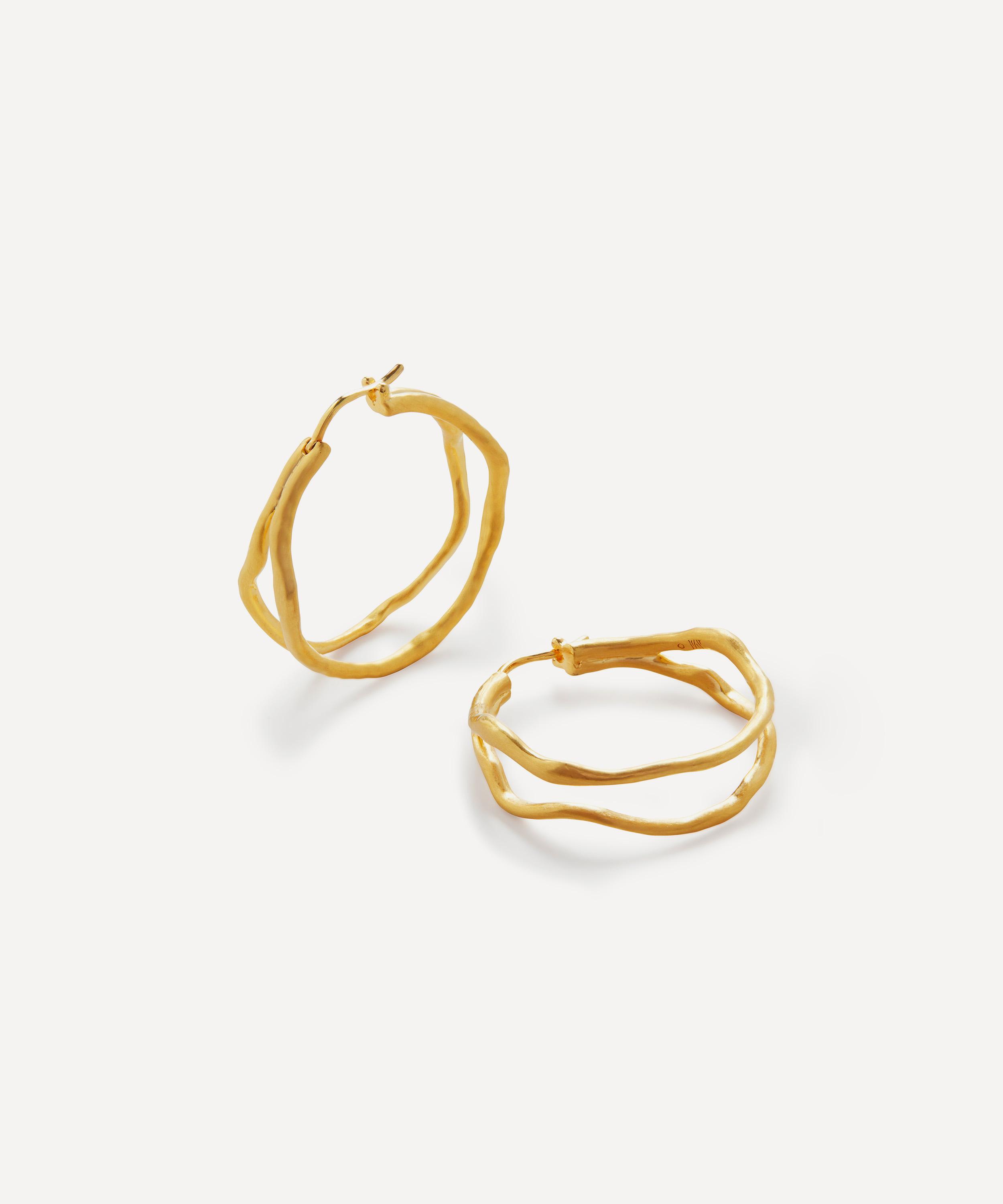 Monica Vinader - X Mother of Pearl 18ct Gold Plated Vermeil Sterling Silver Root Large Hoop Earrings image number 0