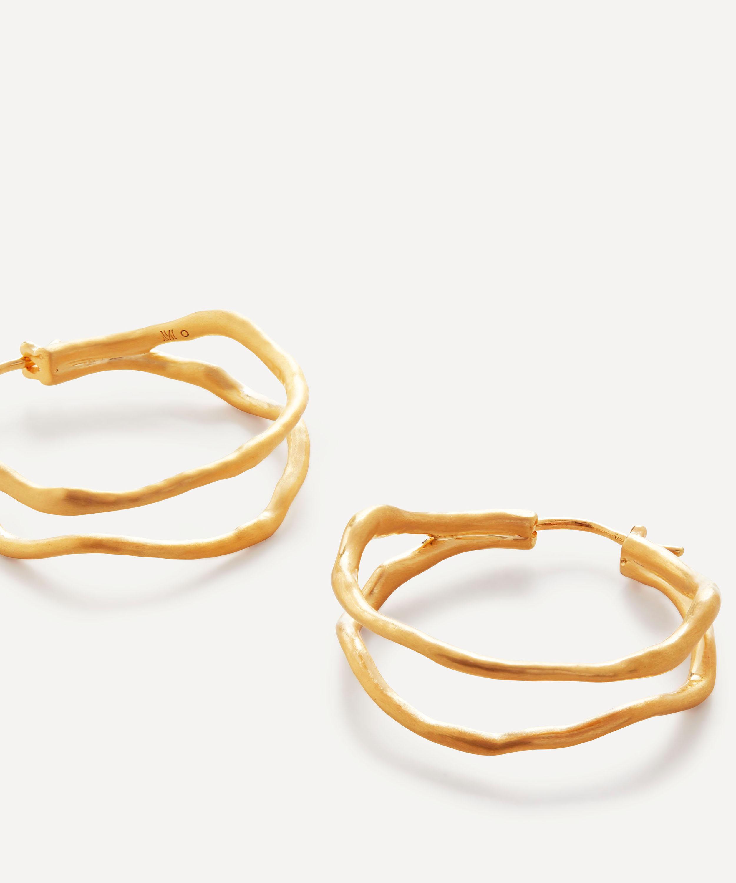 Monica Vinader - X Mother of Pearl 18ct Gold Plated Vermeil Sterling Silver Root Large Hoop Earrings image number 2