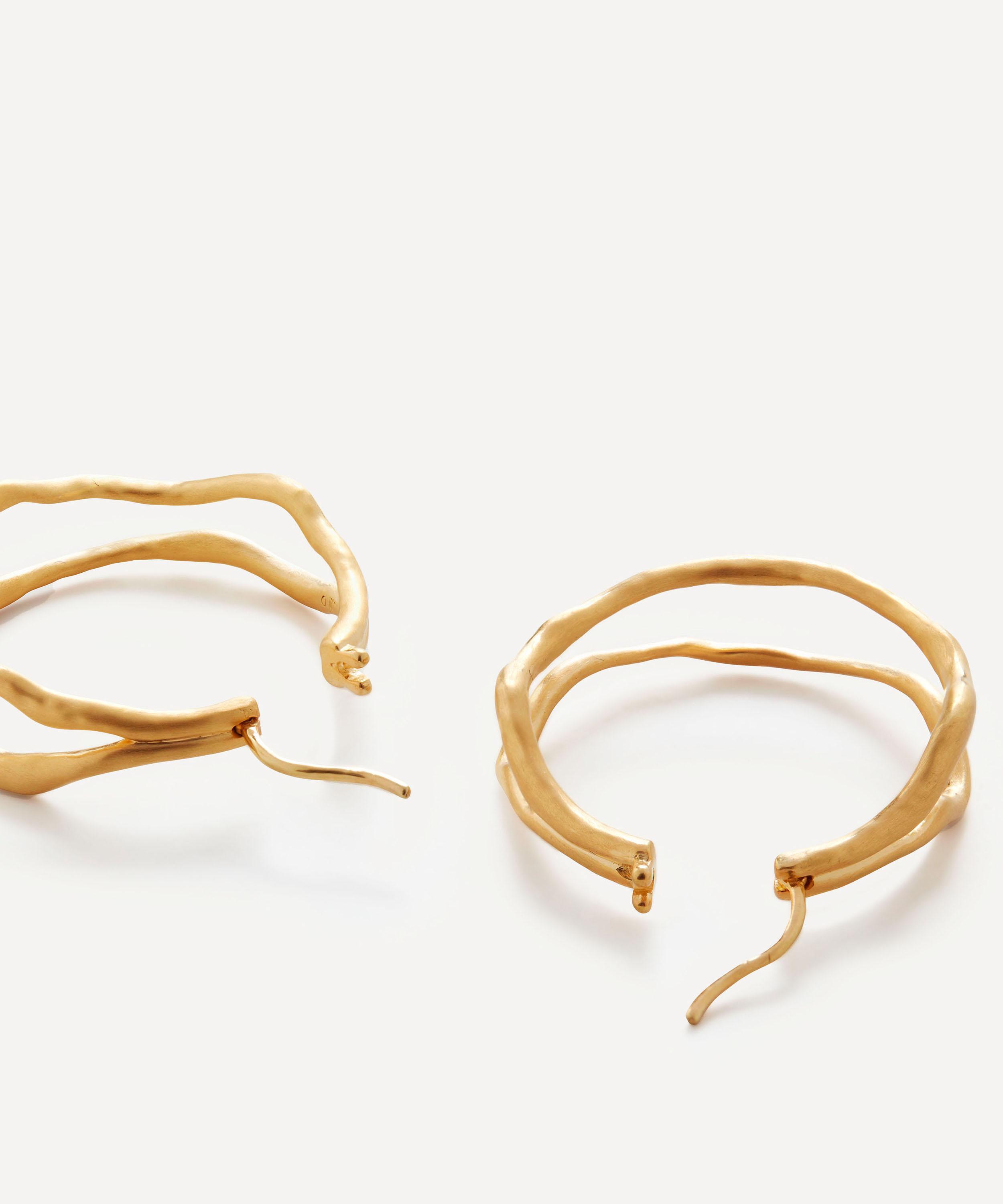 Monica Vinader - X Mother of Pearl 18ct Gold Plated Vermeil Sterling Silver Root Large Hoop Earrings image number 3