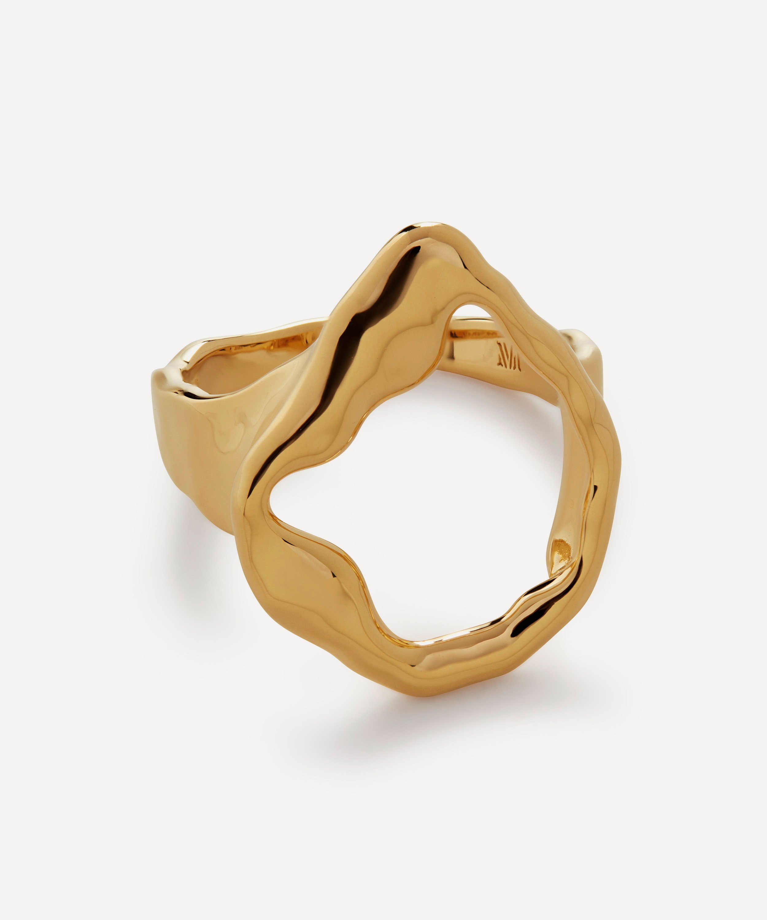Monica Vinader - X Mother of Pearl 18ct Gold Plated Vermeil Sterling Silver Lagoon Open Ring image number 0