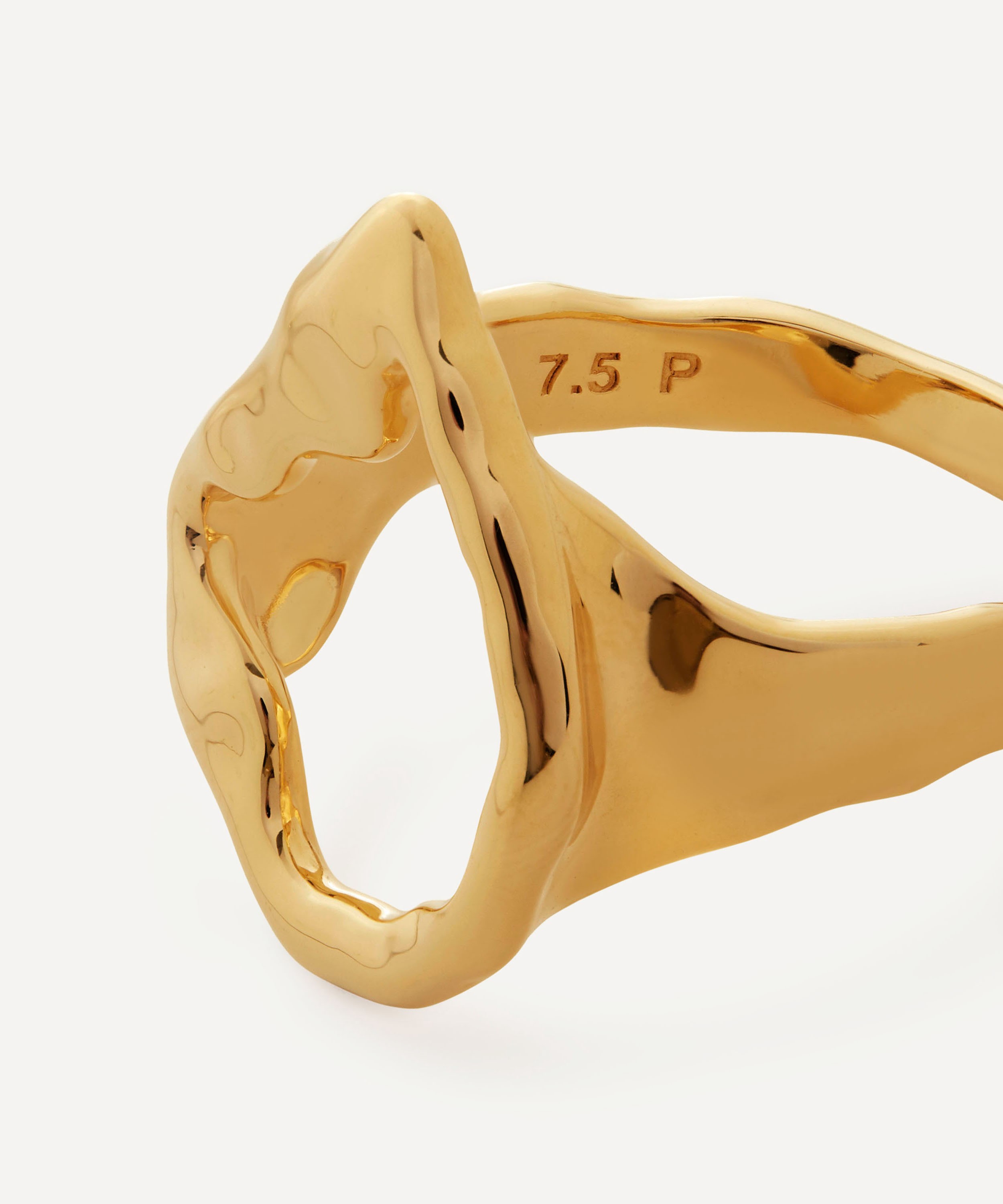 Monica Vinader - X Mother of Pearl 18ct Gold Plated Vermeil Sterling Silver Lagoon Open Ring image number 2