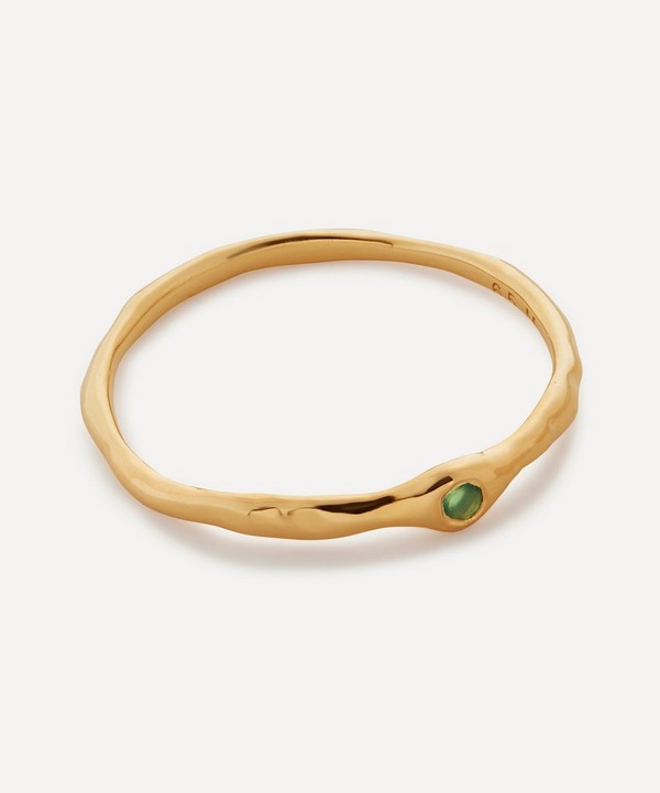 Monica Vinader - 18ct Gold Plated Vermeil Sterling Silver Siren Green Onyx Stacking Ring image number null
