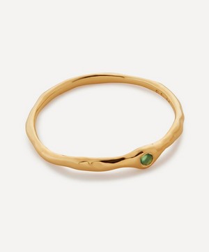 Monica Vinader - 18ct Gold Plated Vermeil Sterling Silver Siren Green Onyx Stacking Ring image number 0