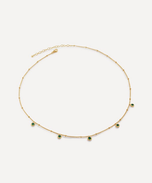 Monica Vinader - 18ct Gold Plated Vermeil Sterling Silver Green Onyx Choker Necklace image number null