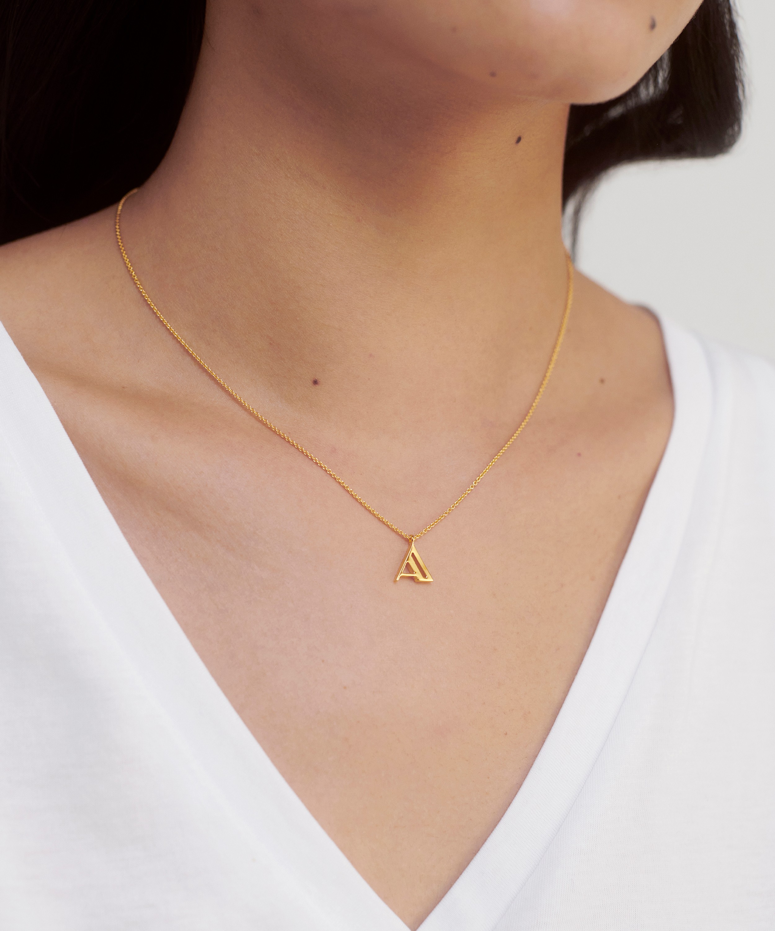 Monica Vinader - 18ct Gold Plated Vermeil Sterling Silver A Initial Alphabet Necklace image number 1