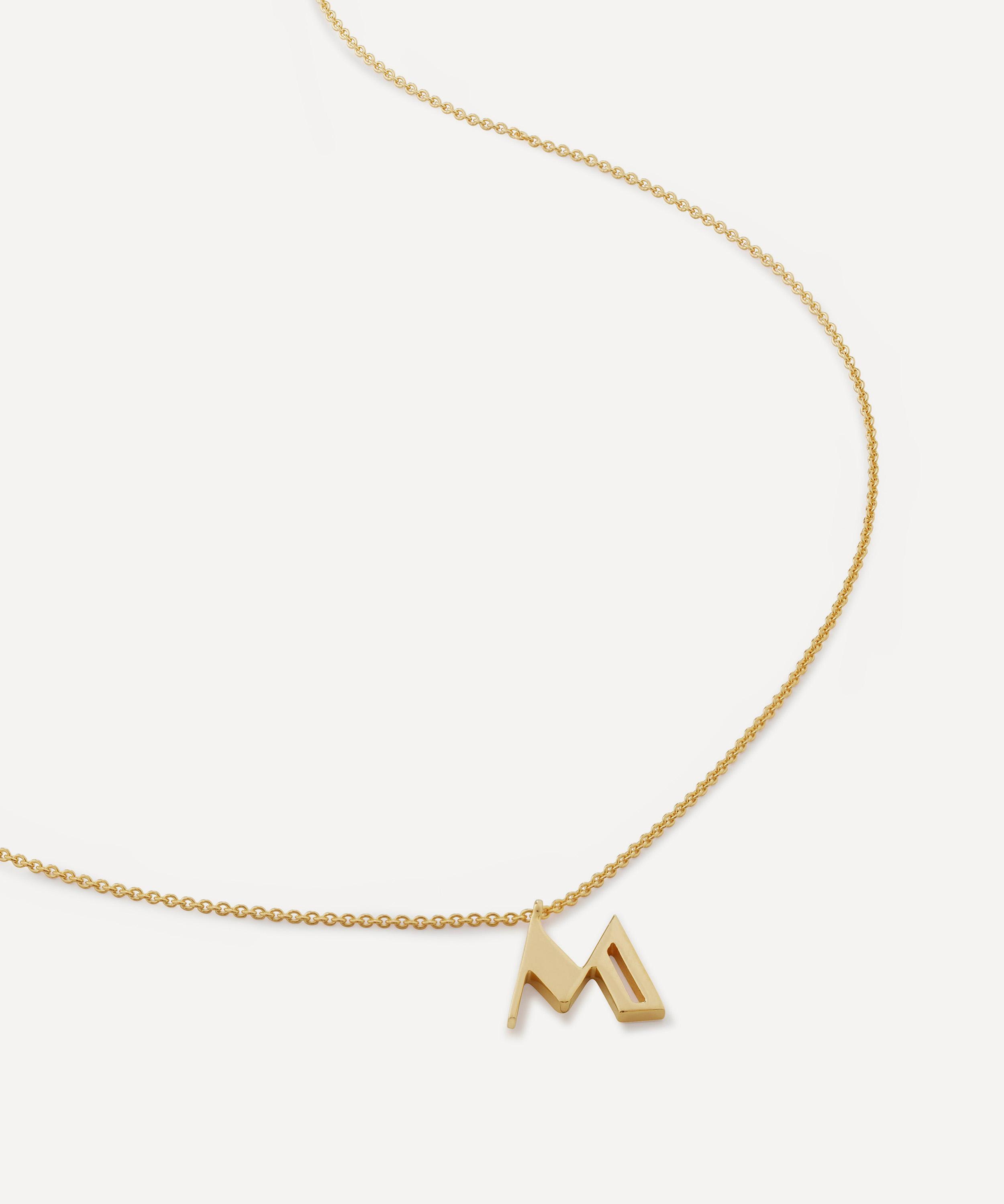 Real Gold Plated M Initial Pendant Necklace