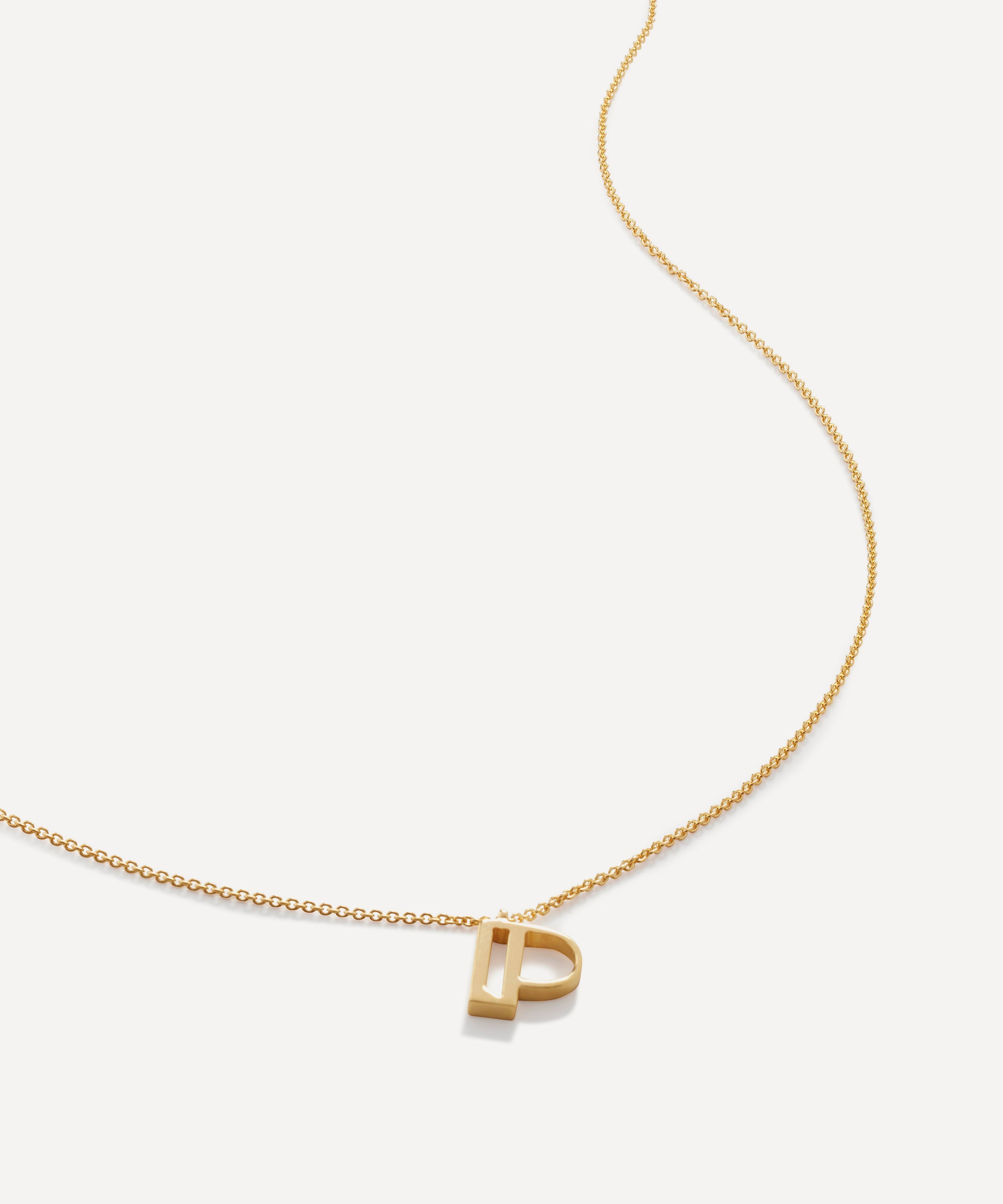 Monica Vinader - 18ct Gold Plated Vermeil Sterling Silver P Initial Alphabet Necklace image number 0