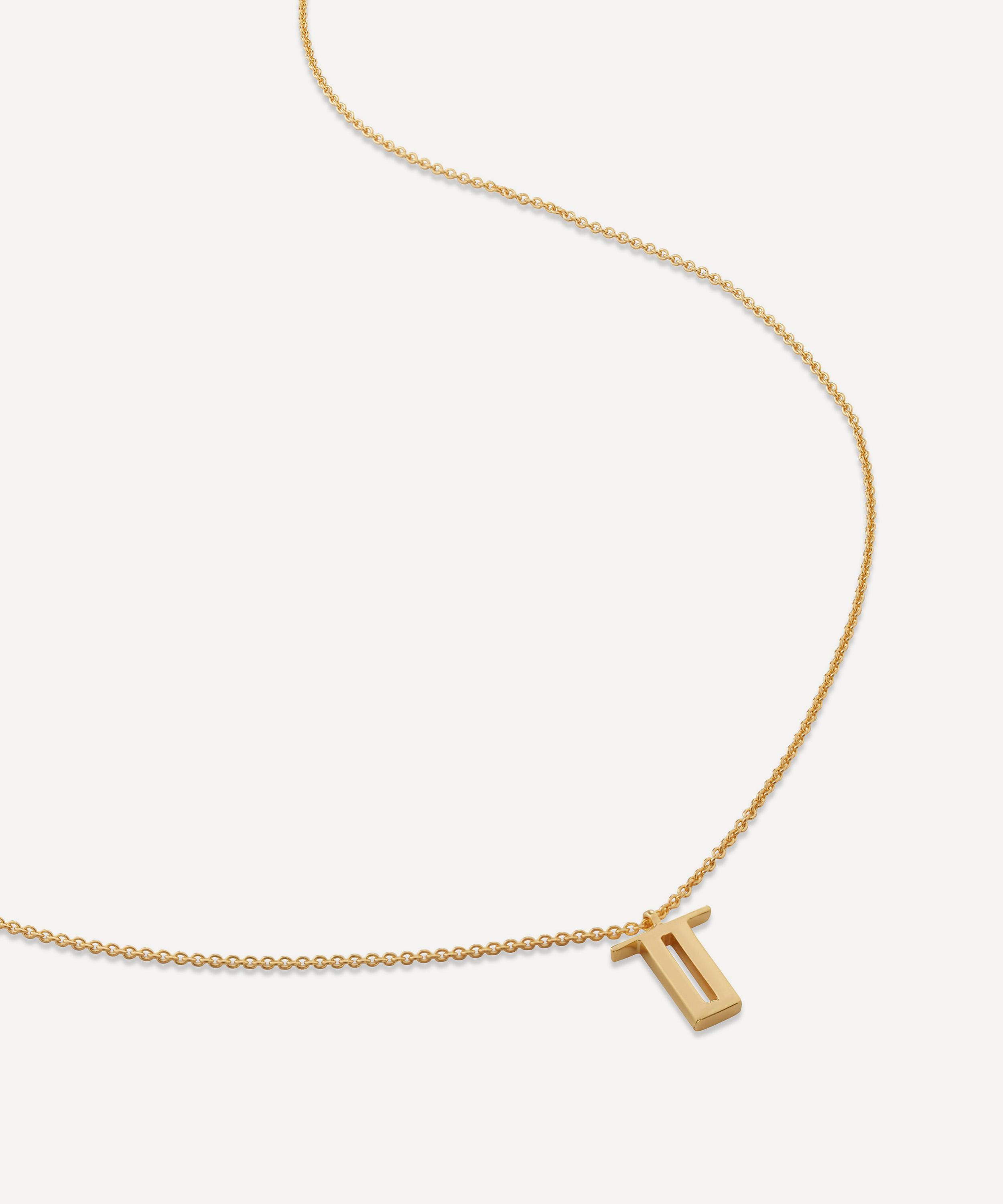 Monica Vinader - 18ct Gold Plated Vermeil Sterling Silver T Initial Alphabet Necklace image number 0