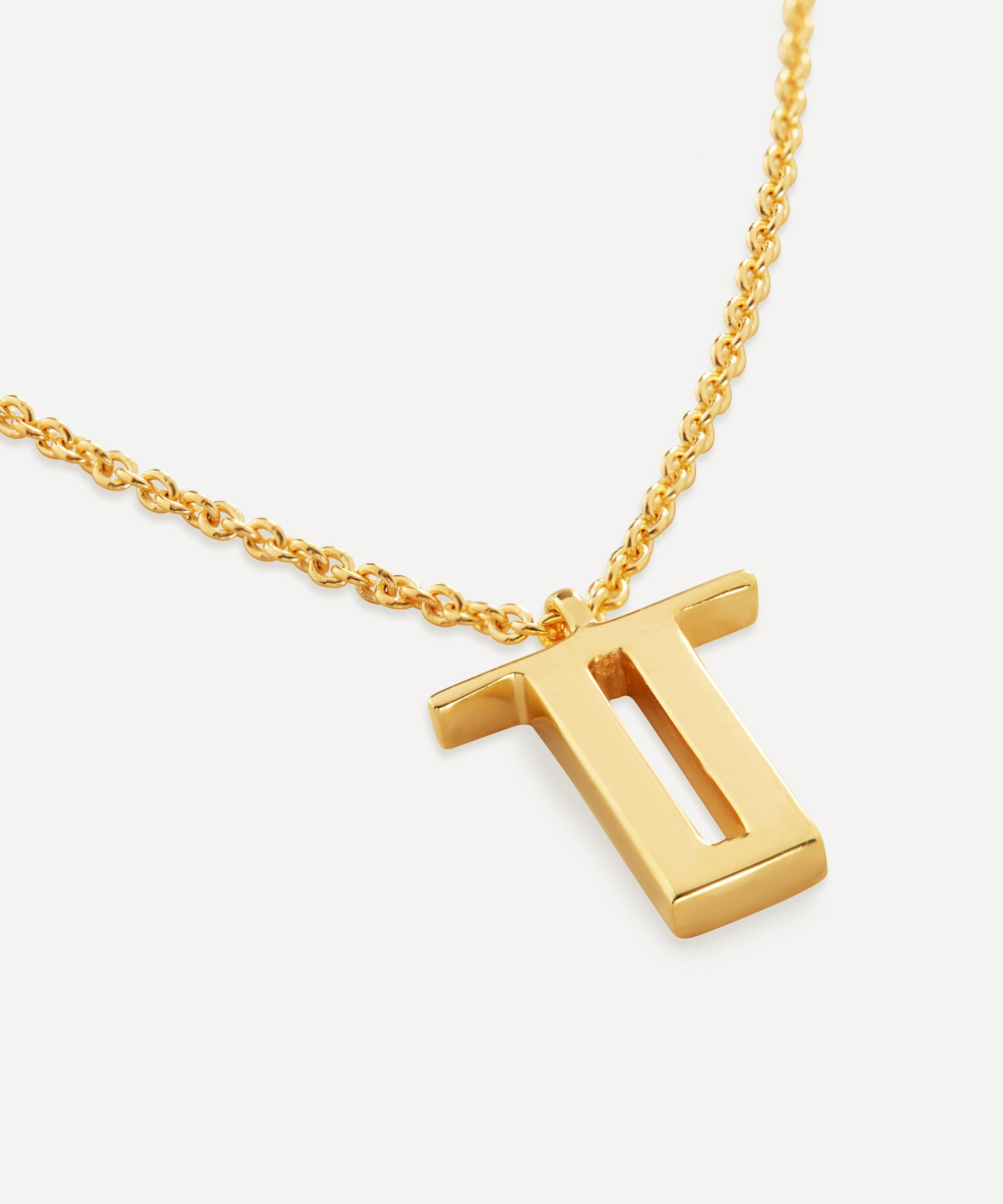 Monica Vinader - 18ct Gold Plated Vermeil Sterling Silver T Initial Alphabet Necklace image number 1