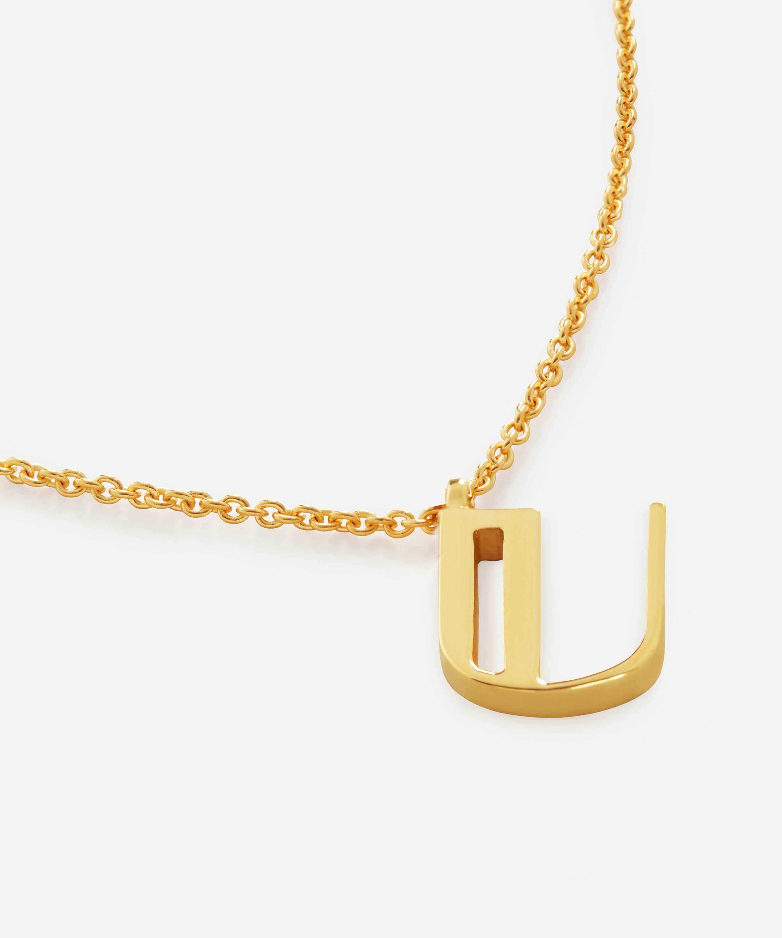 Monica Vinader - 18ct Gold Plated Vermeil Sterling Silver U Initial Alphabet Necklace image number 1