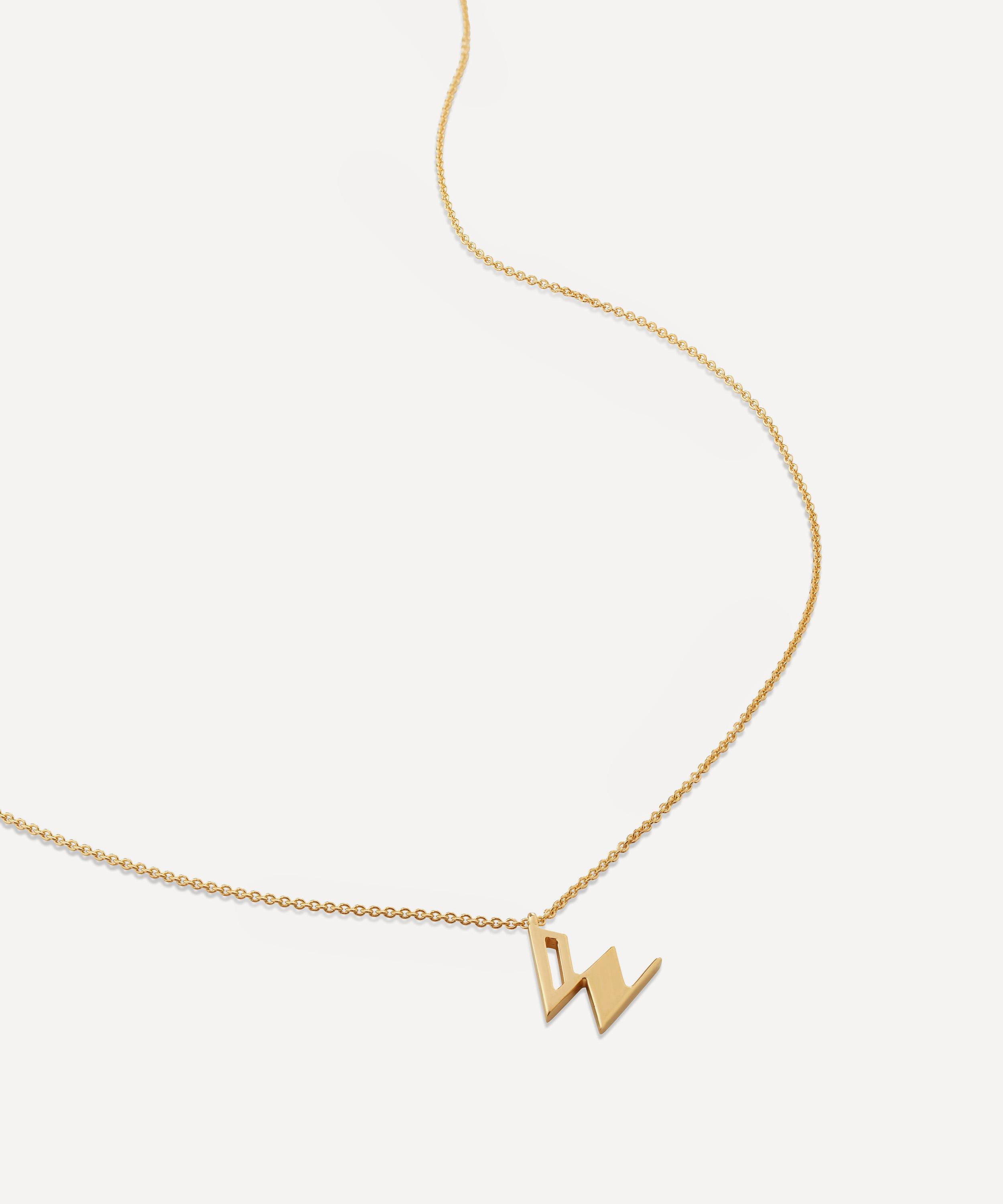 Monica Vinader - 18ct Gold Plated Vermeil Sterling Silver W Initial Alphabet Necklace image number 0