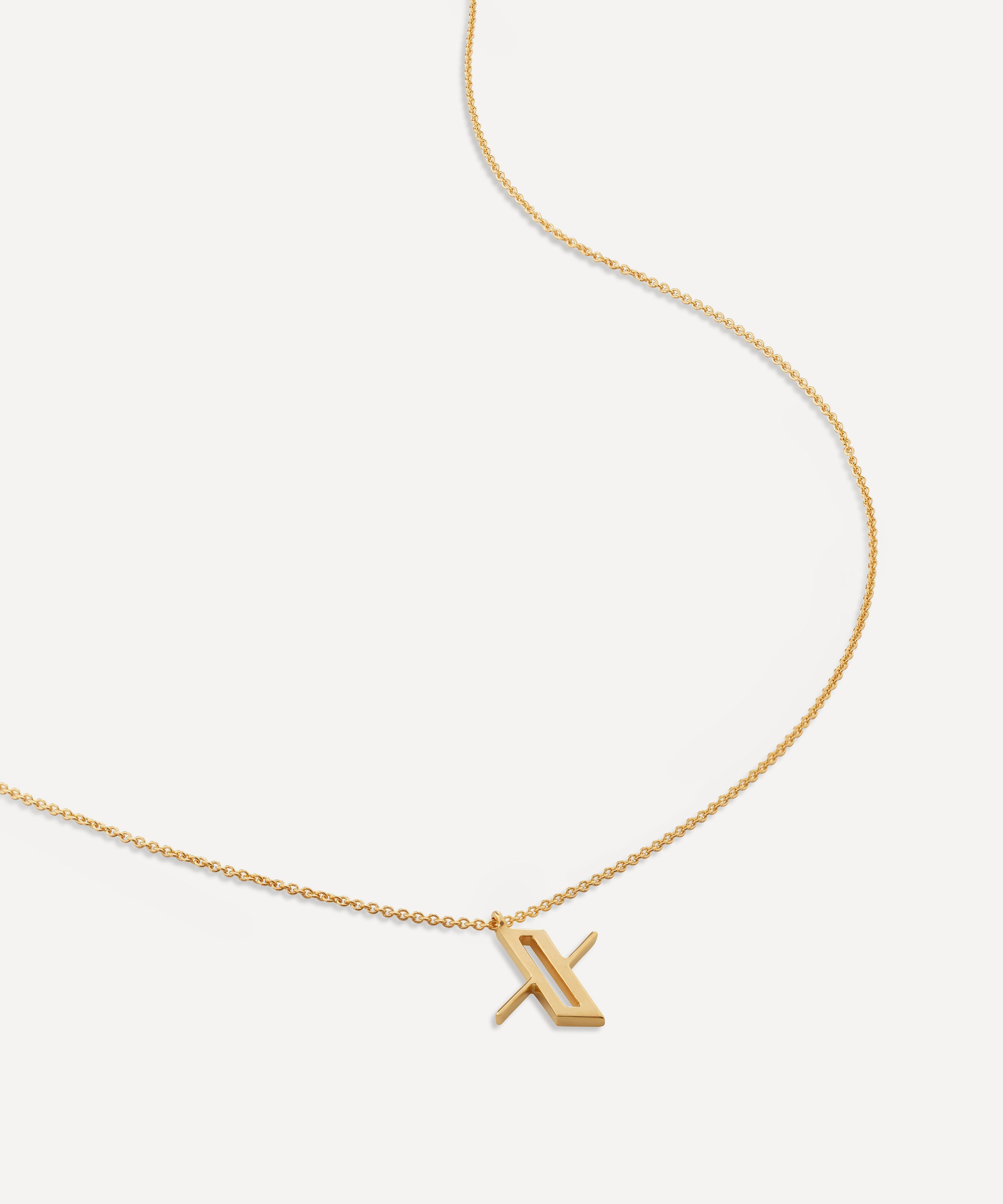 Monica Vinader - 18ct Gold Plated Vermeil Sterling Silver X Initial Alphabet Necklace image number 0