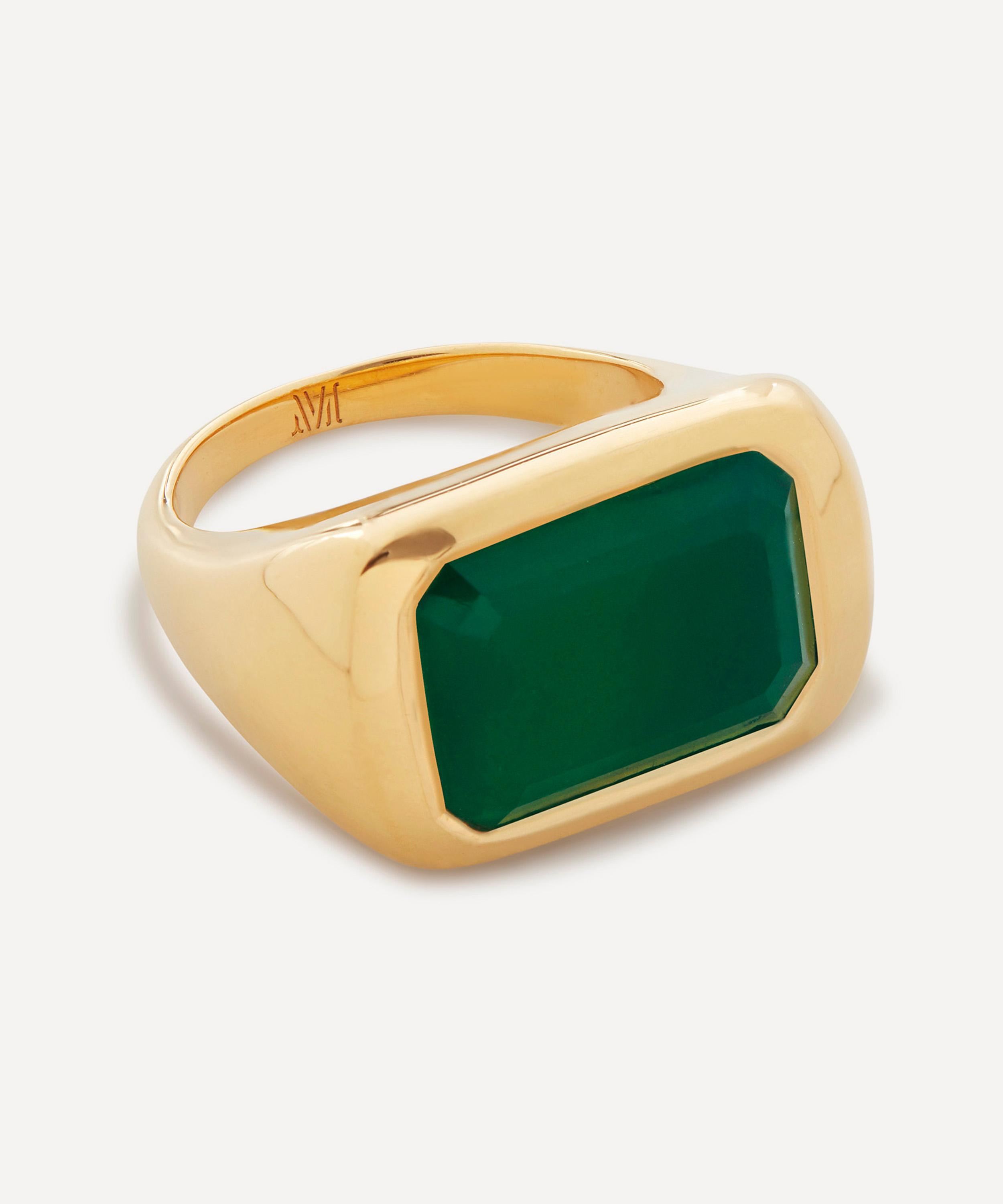 Monica Vinader - 18ct Gold Plated Vermeil Sterling Silver Power Green Onyx Cocktail Ring image number 0