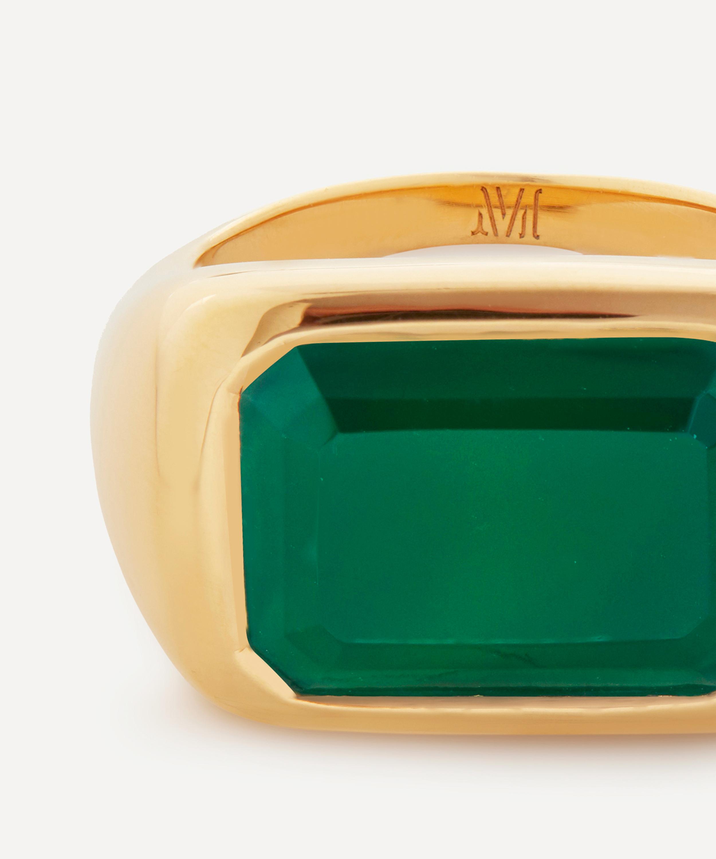 Monica Vinader - 18ct Gold Plated Vermeil Sterling Silver Power Green Onyx Cocktail Ring image number 2