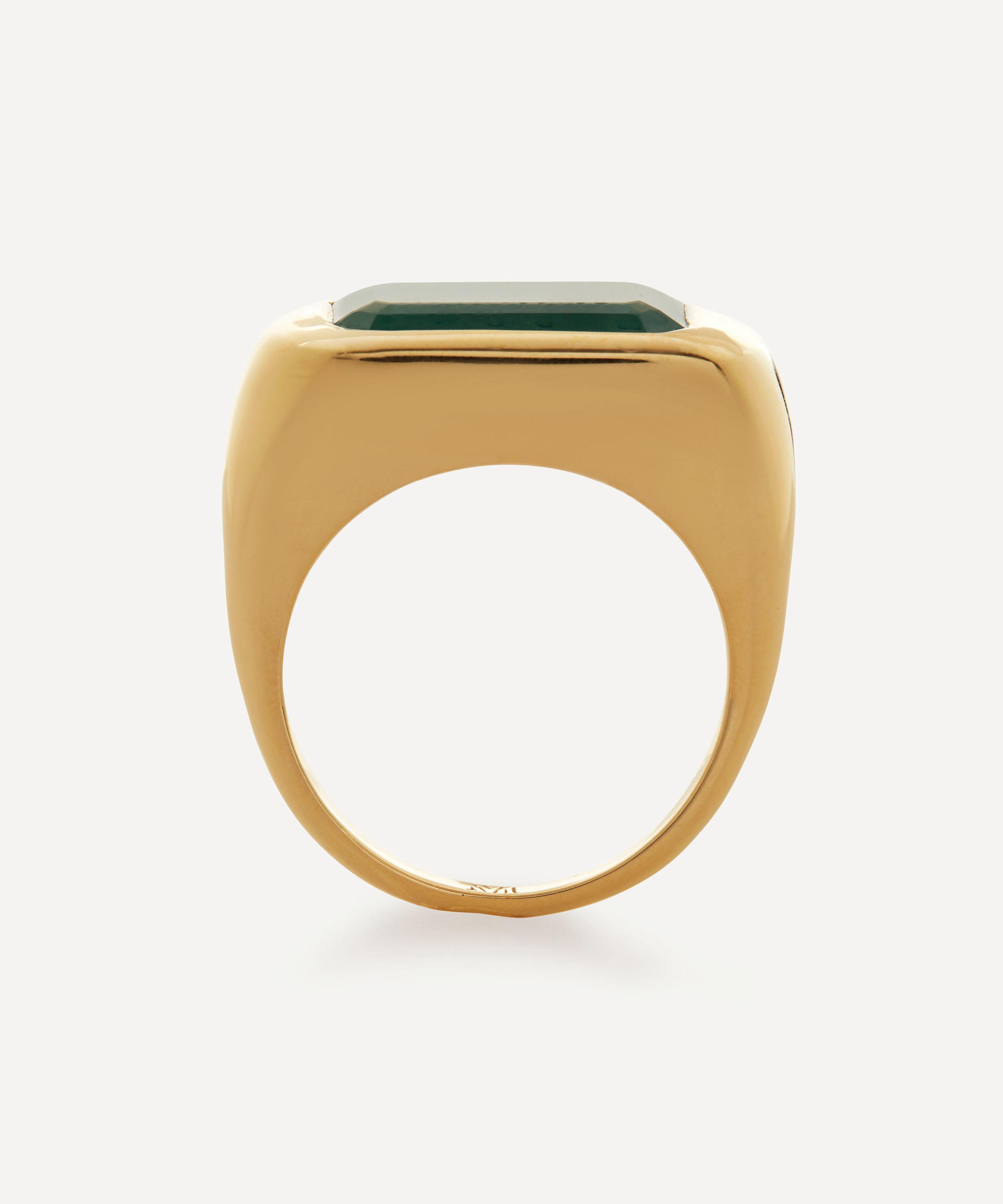 Monica Vinader - 18ct Gold Plated Vermeil Sterling Silver Power Green Onyx Cocktail Ring image number 3