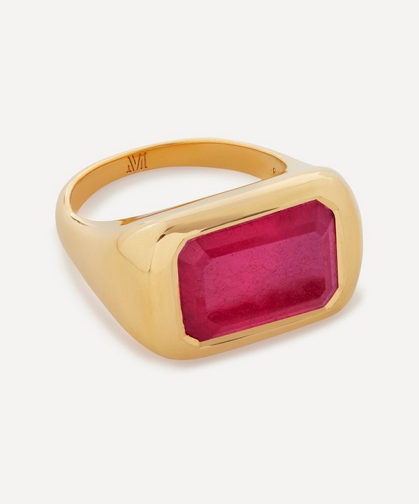 Monica Vinader - 18ct Gold Plated Vermeil Sterling Silver Power Pink Quartz Cocktail Ring image number null
