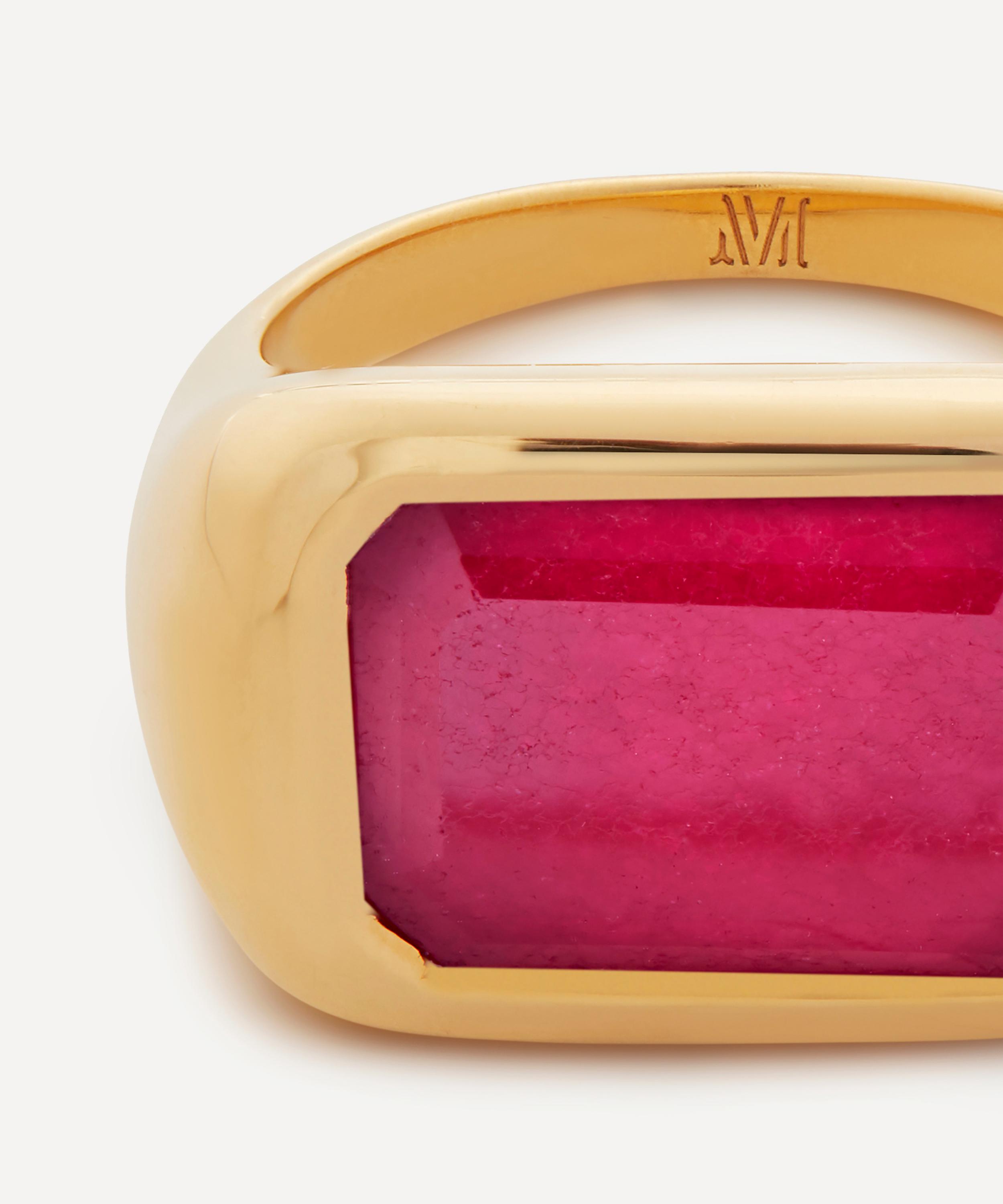 Monica Vinader - 18ct Gold Plated Vermeil Sterling Silver Power Pink Quartz Cocktail Ring image number 2