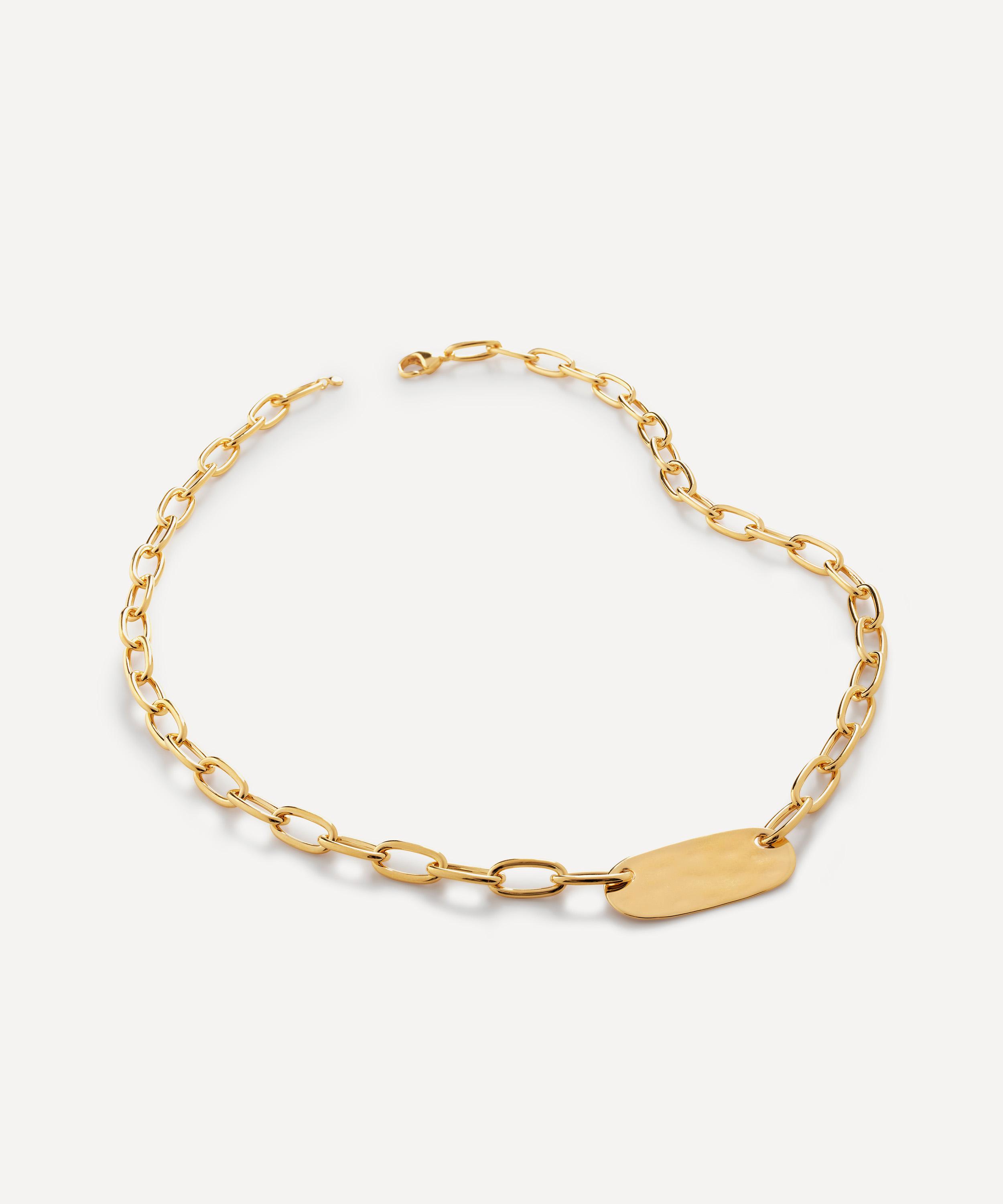 Monica Vinader - 18ct Gold Plated Vermeil Sterling Silver ID Oval Charm Necklace image number 0