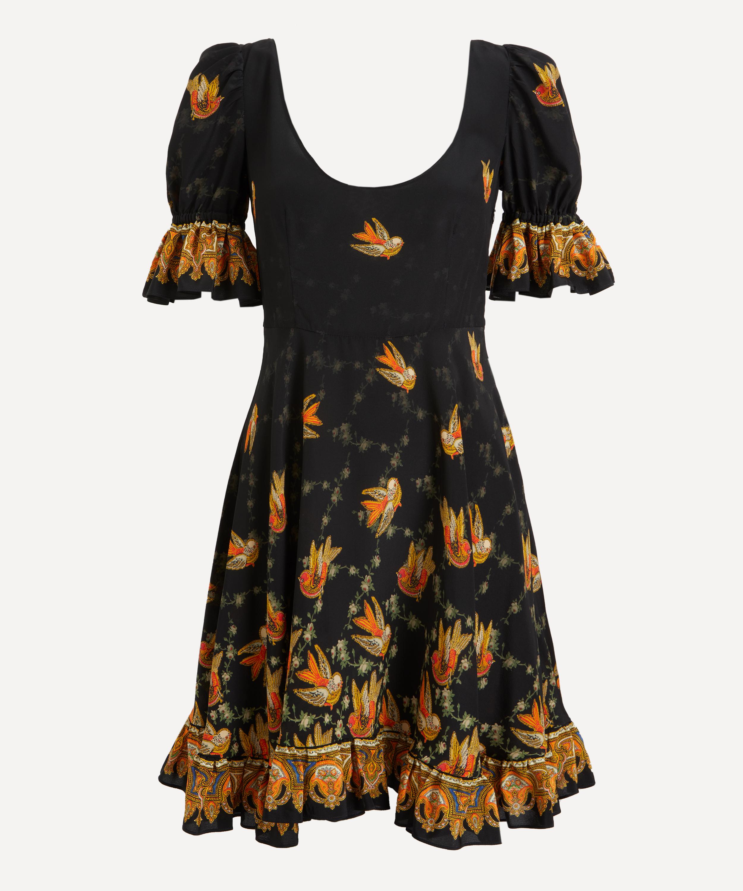 Etro - Crêpe de Chine Bird-Print Mini-Dress image number 0
