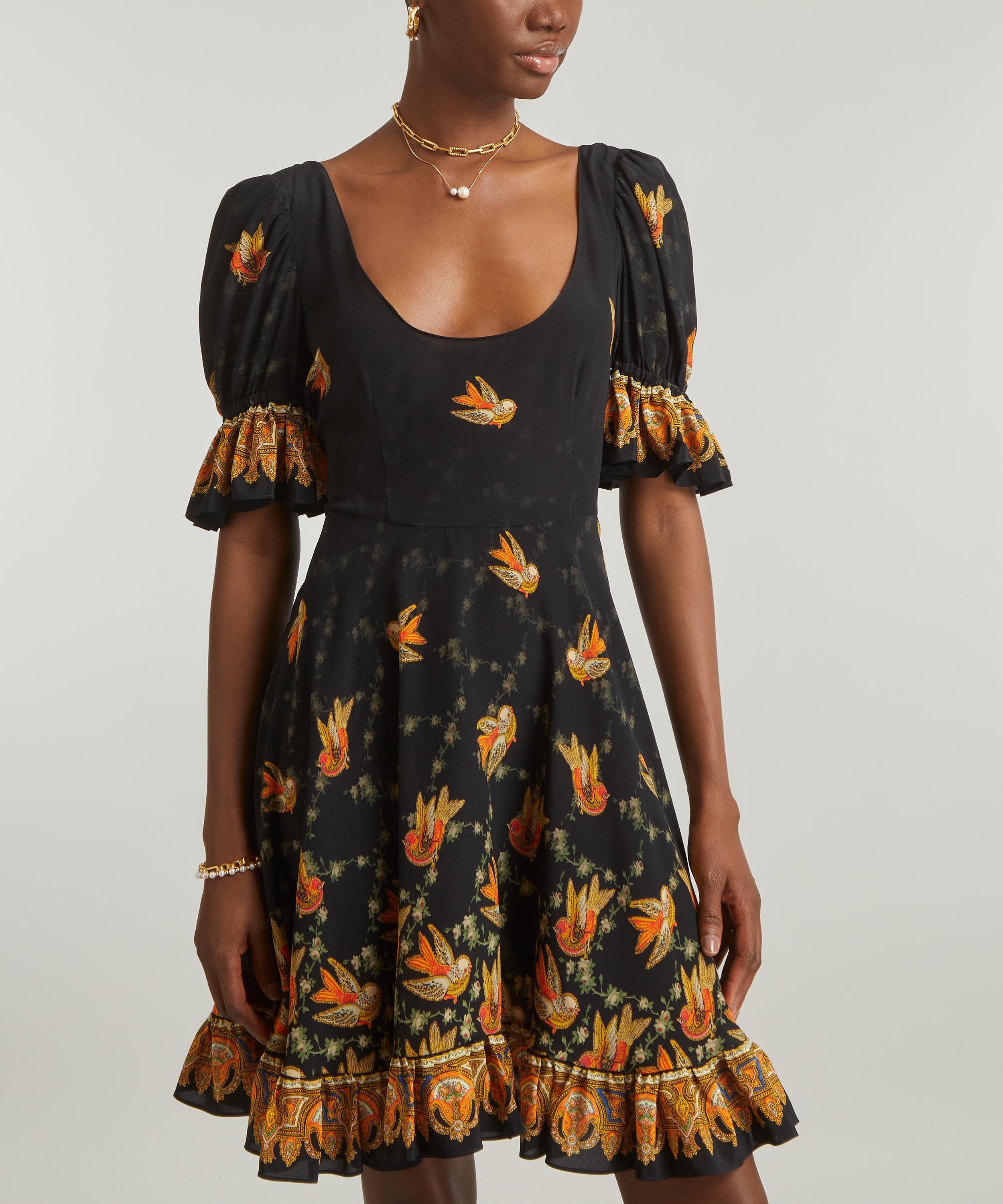 Etro - Crêpe de Chine Bird-Print Mini-Dress image number 2
