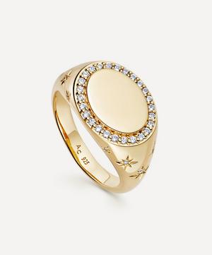 Astley Clarke - 18ct Gold-Plated Vermeil Silver Celestial Side Star Signet Ring image number 0